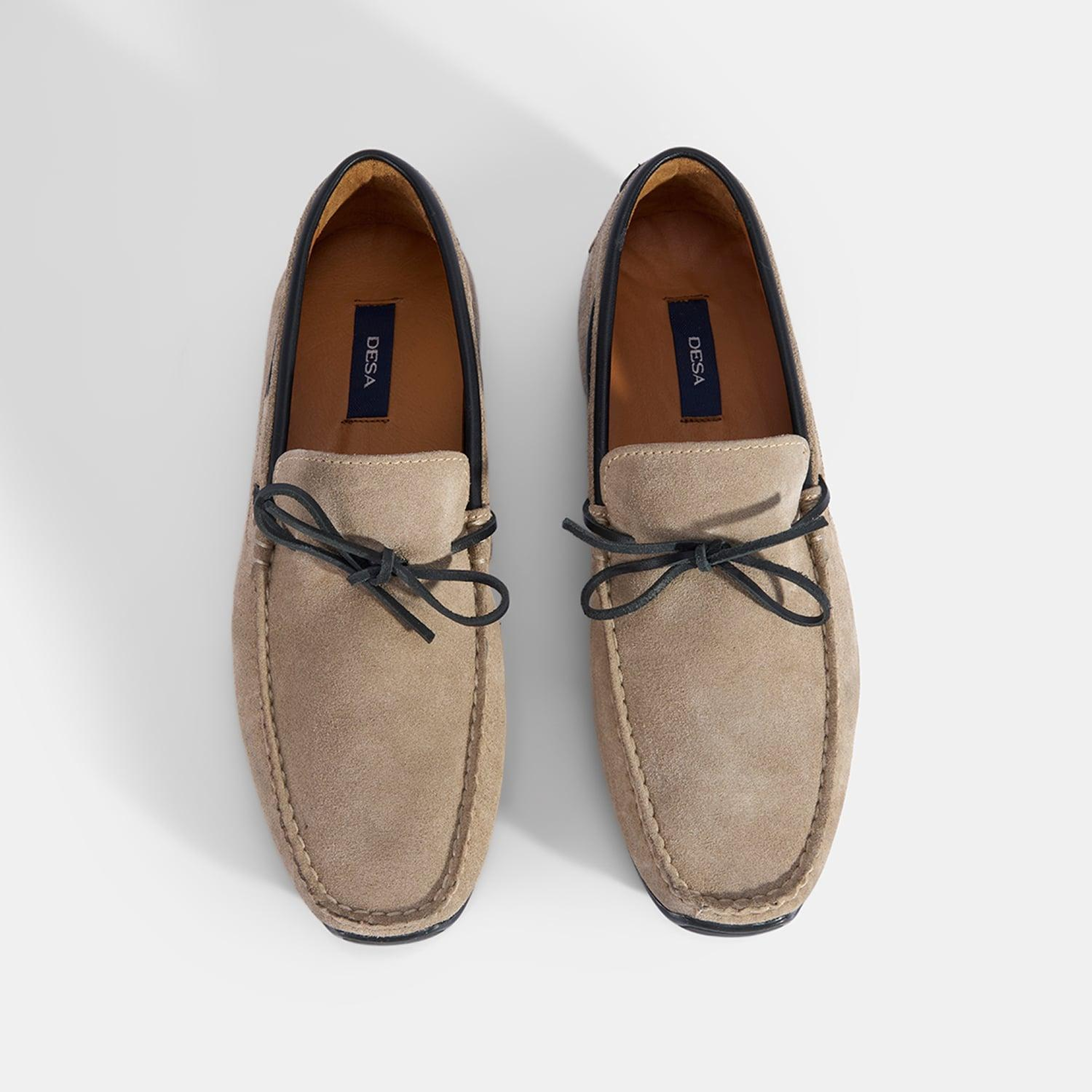 Erkek Bej Bağcıklı Süet Deri Loafer