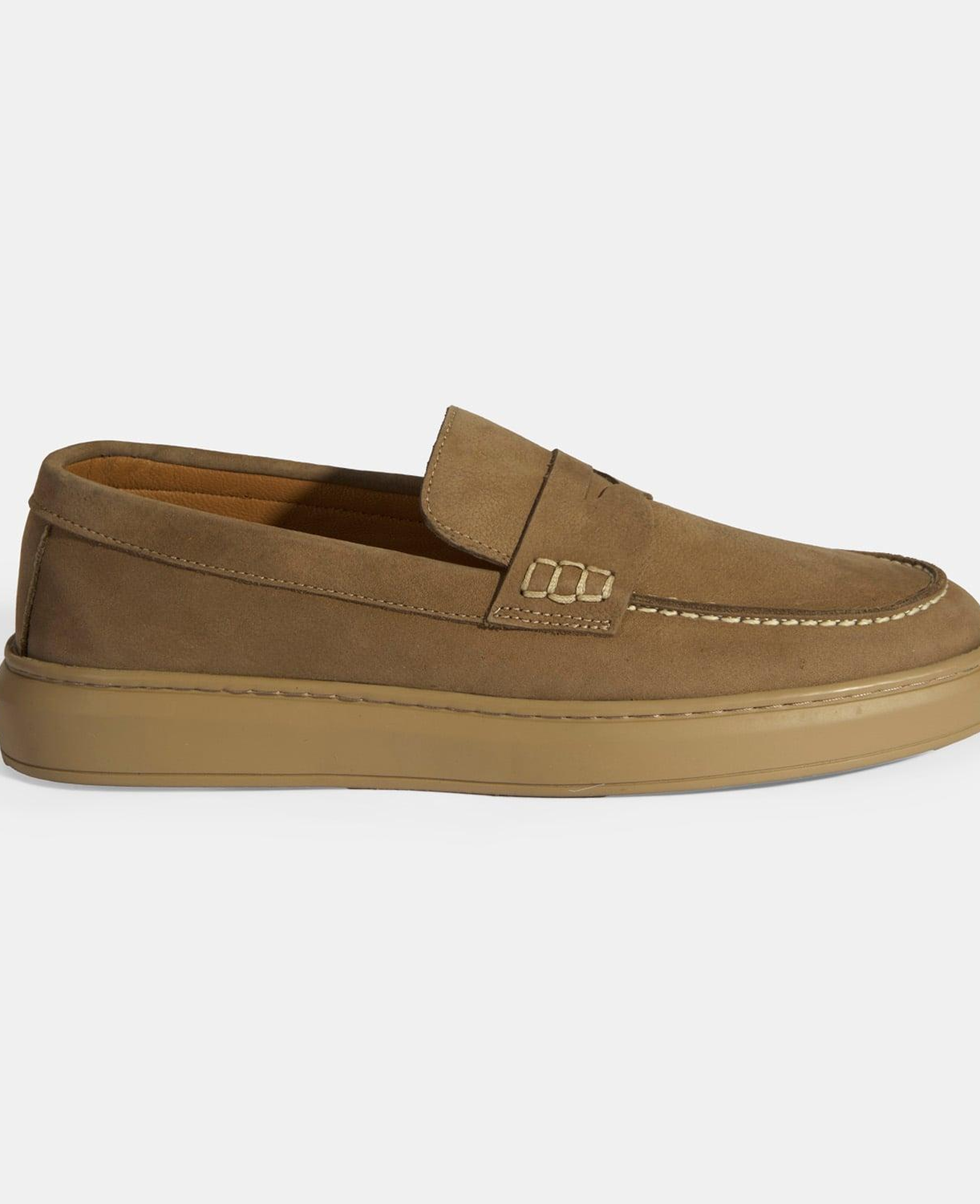 Erkek Bej Slip-On Nubuk Deri Loafer