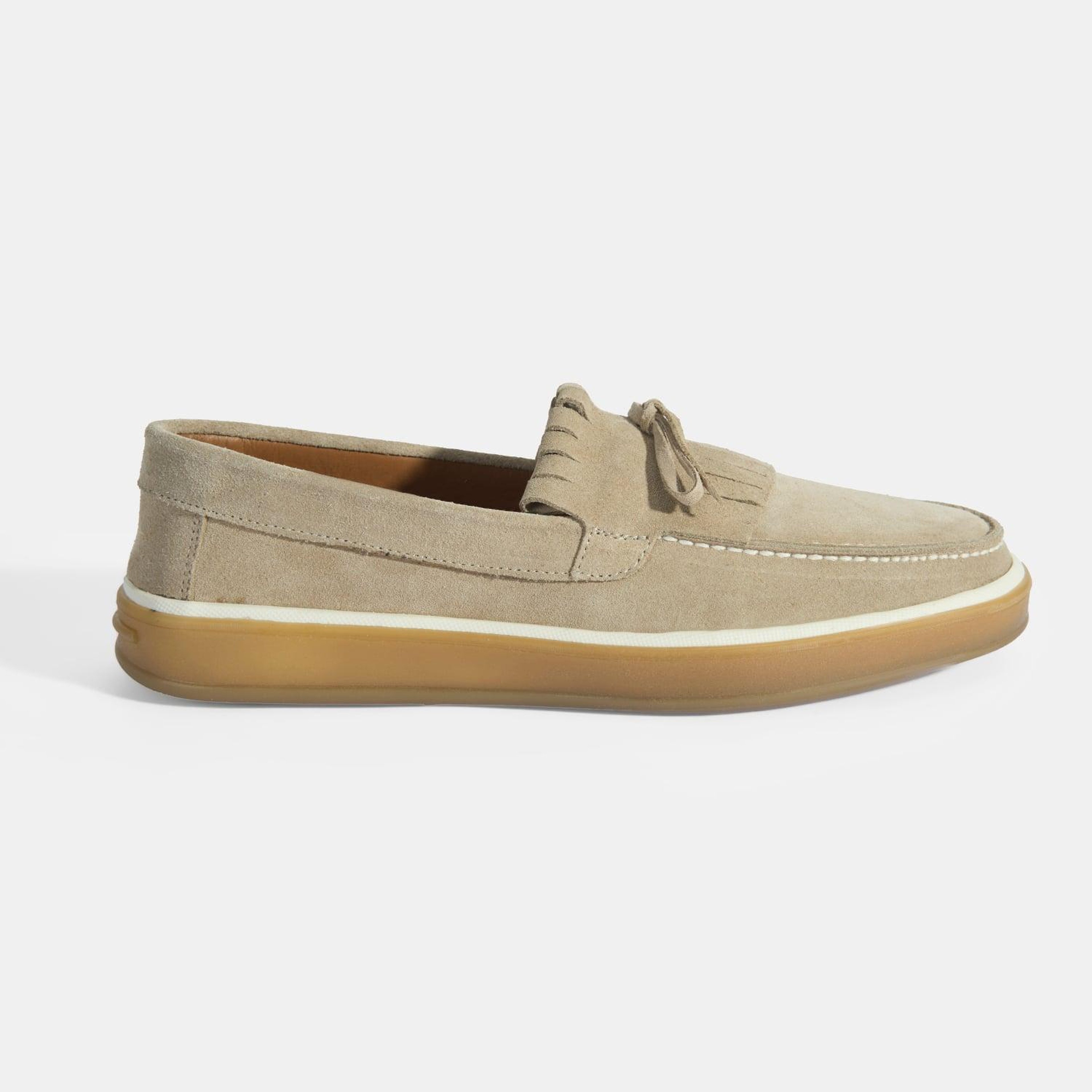 Erkek Bej Süet Püsküllü Loafer