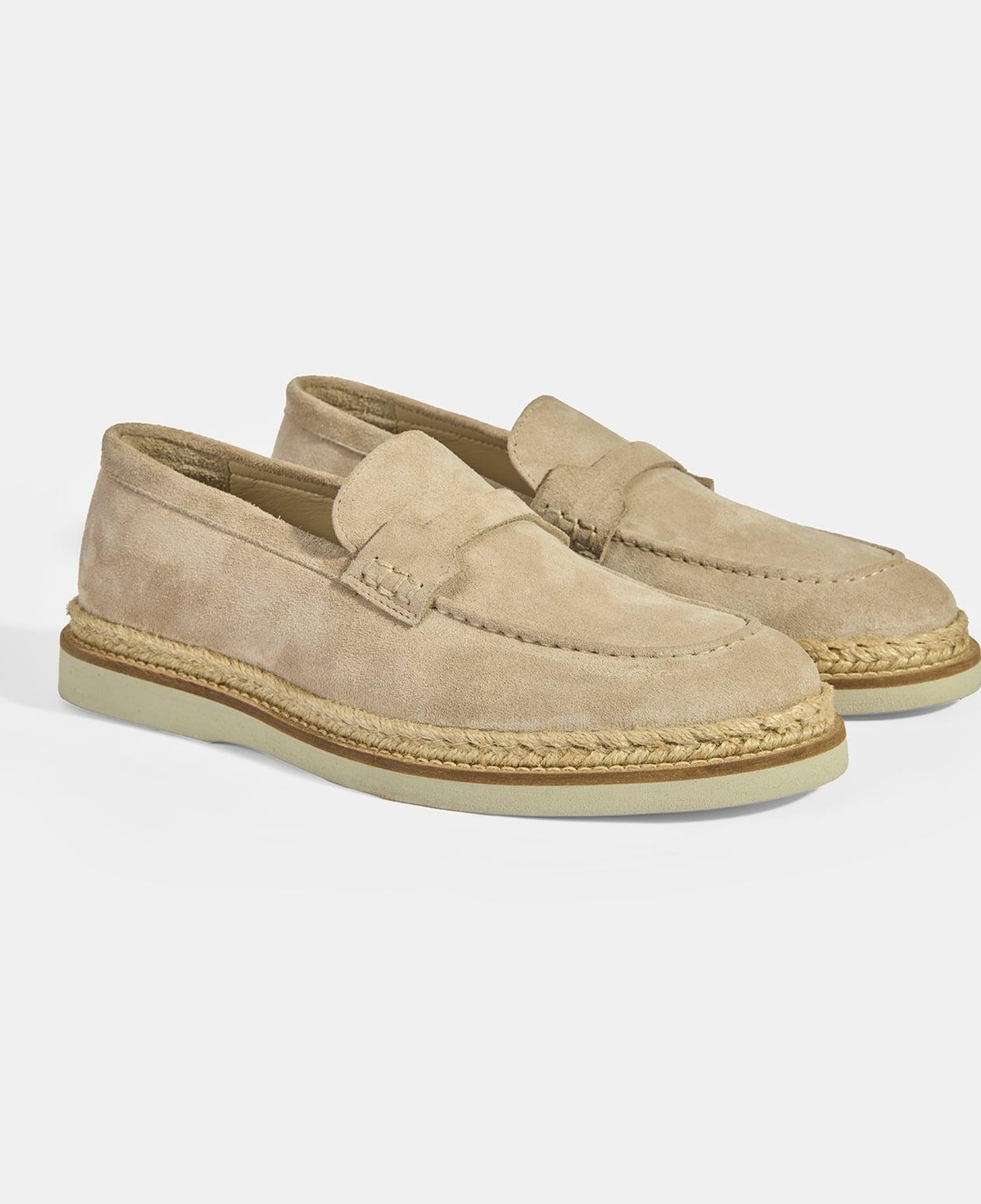 Bej Erkek Örgü Detaylı Süet Loafer