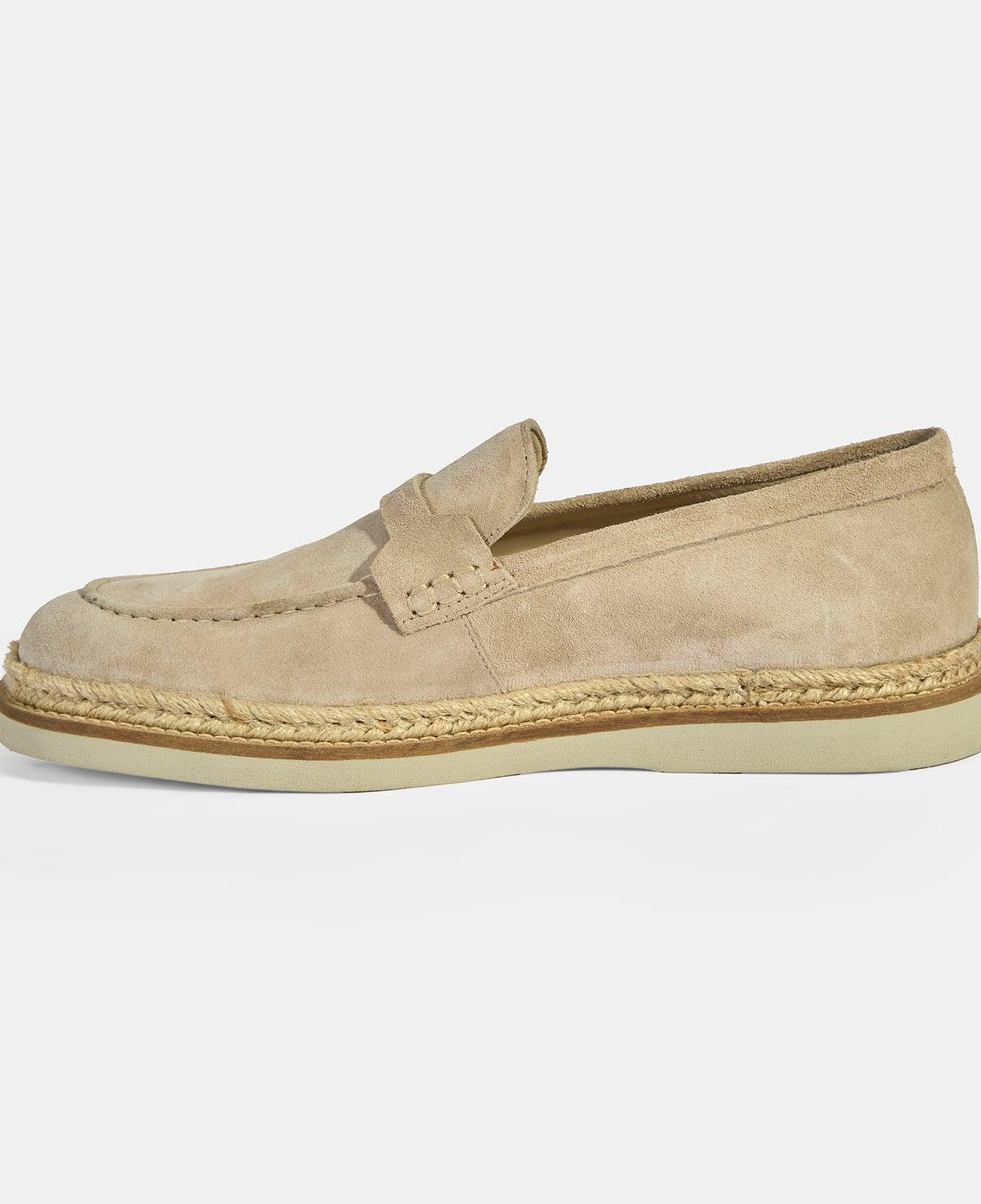 Bej Erkek Örgü Detaylı Süet Loafer