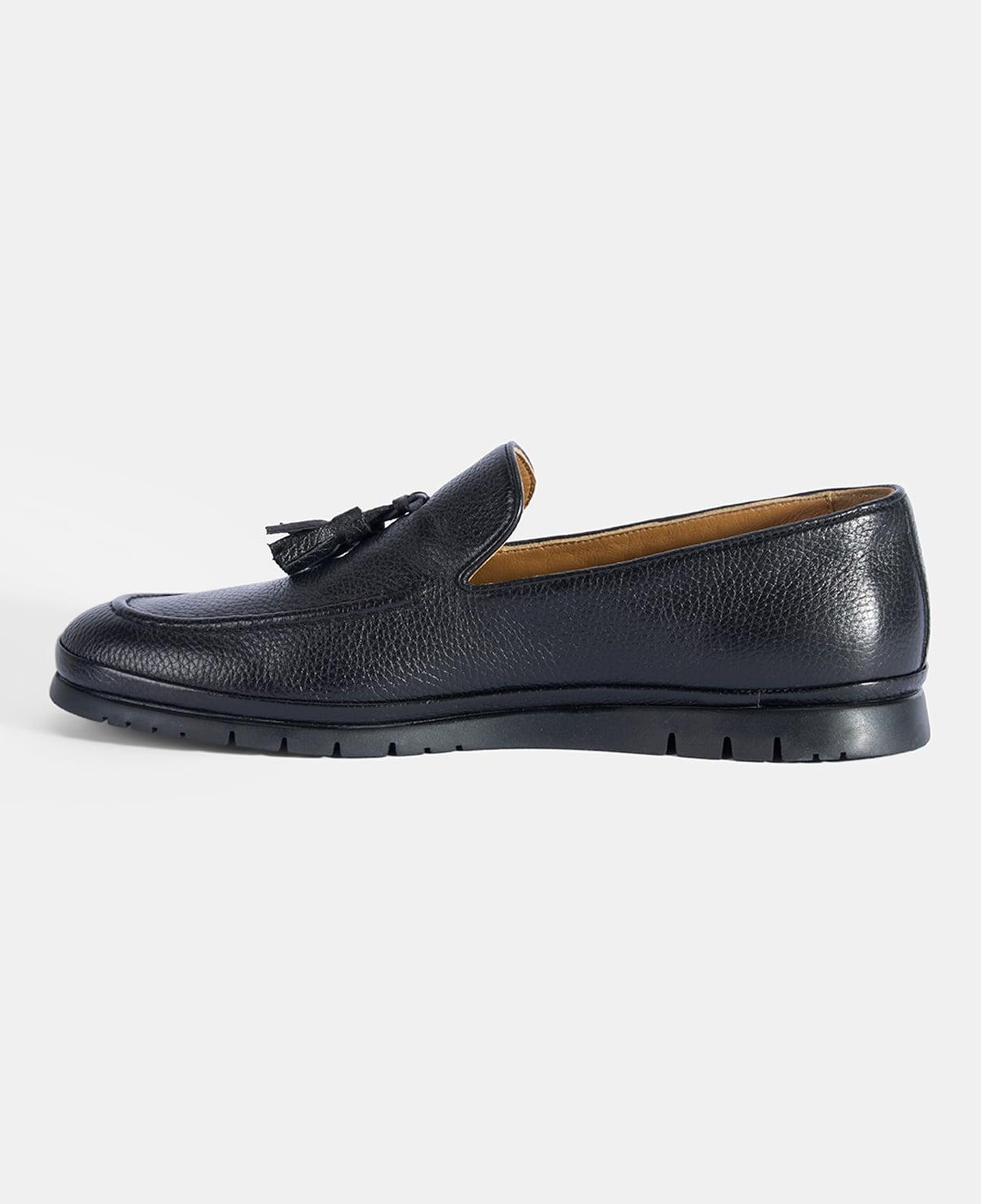 Erkek Siyah Püskül Detaylı Deri Loafer