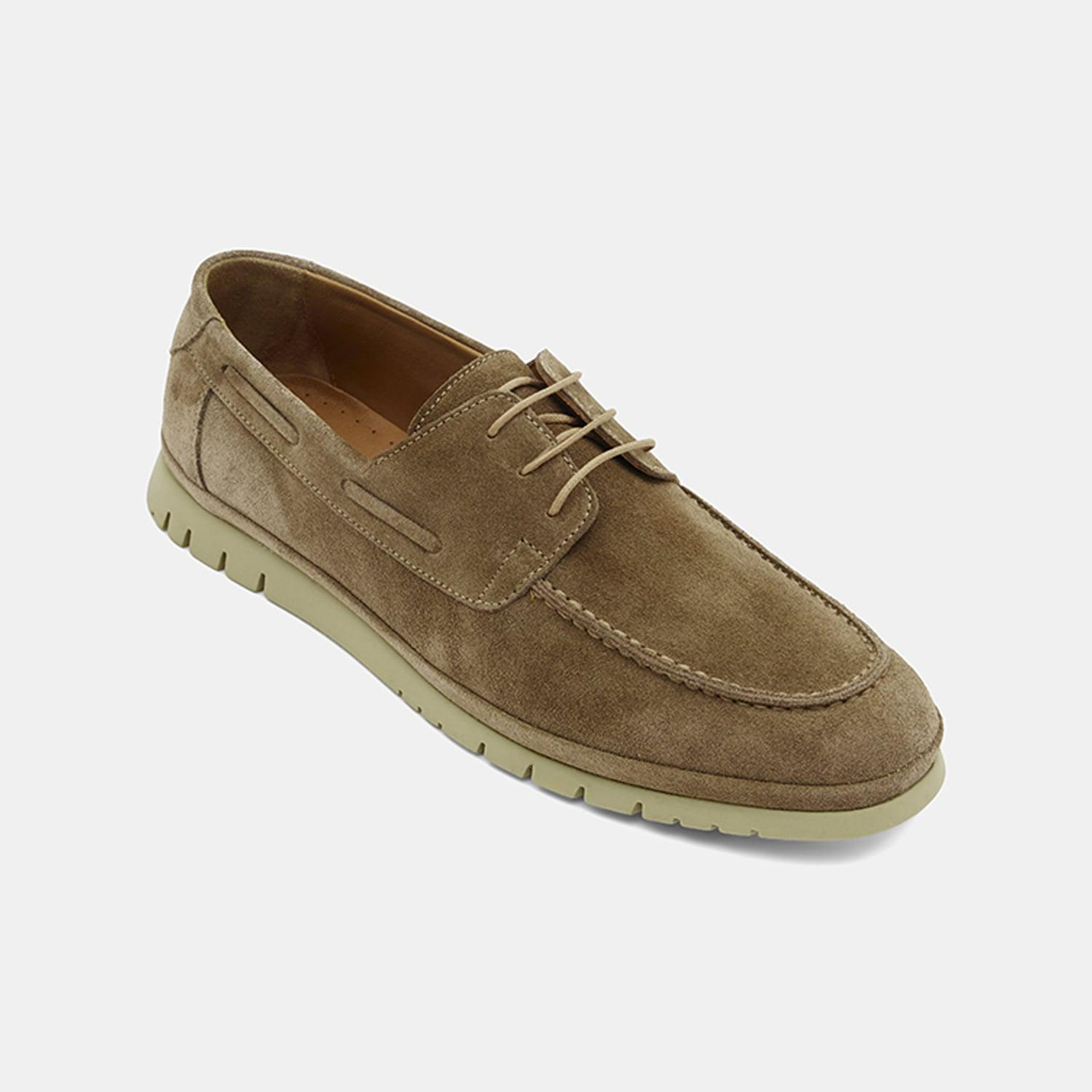 Erkek Vizon Bağcıklı Süet Günlük Loafer
