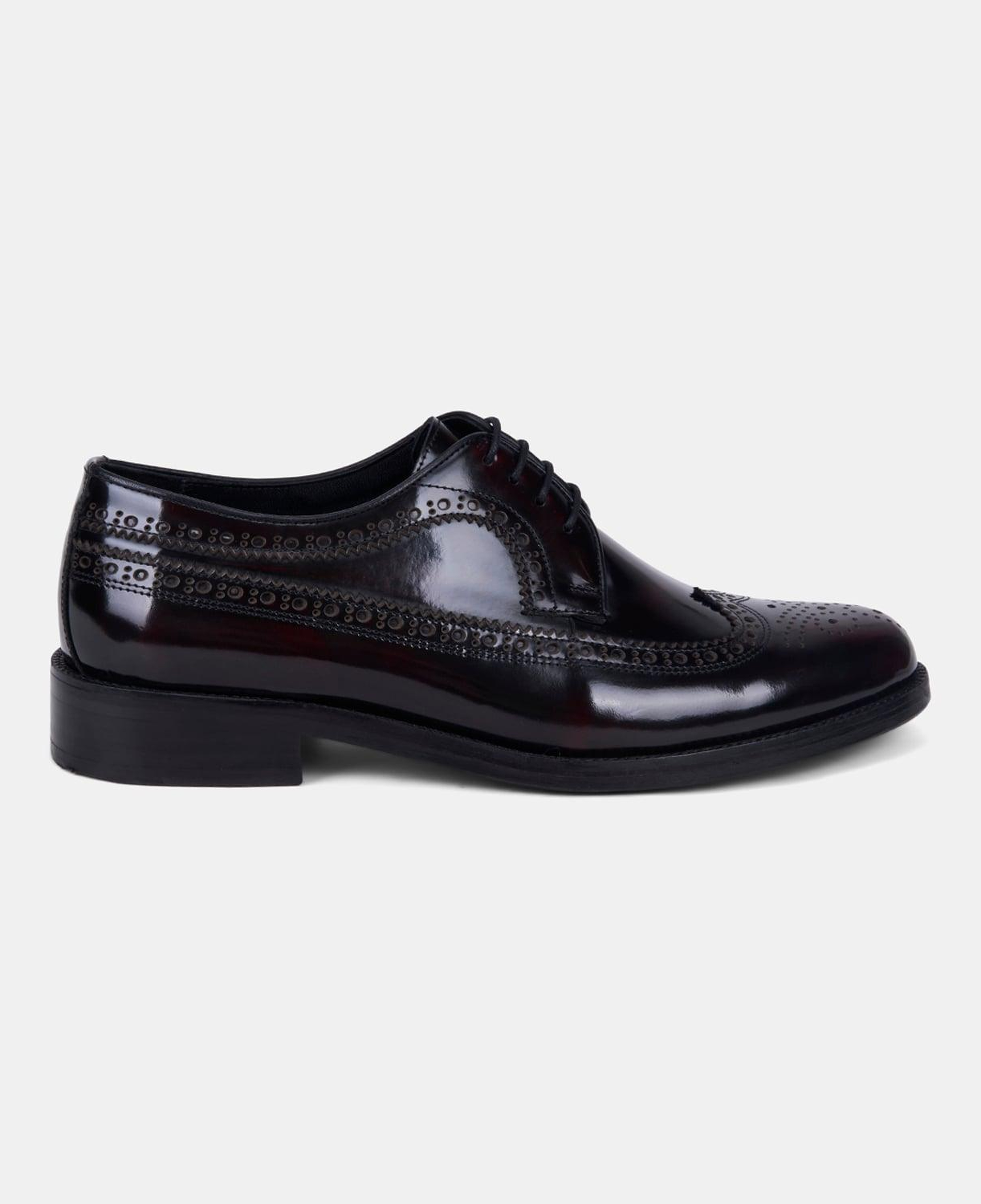 Erkek Bordo Bağcıklı Brogue Klasik Deri Ayakkabı