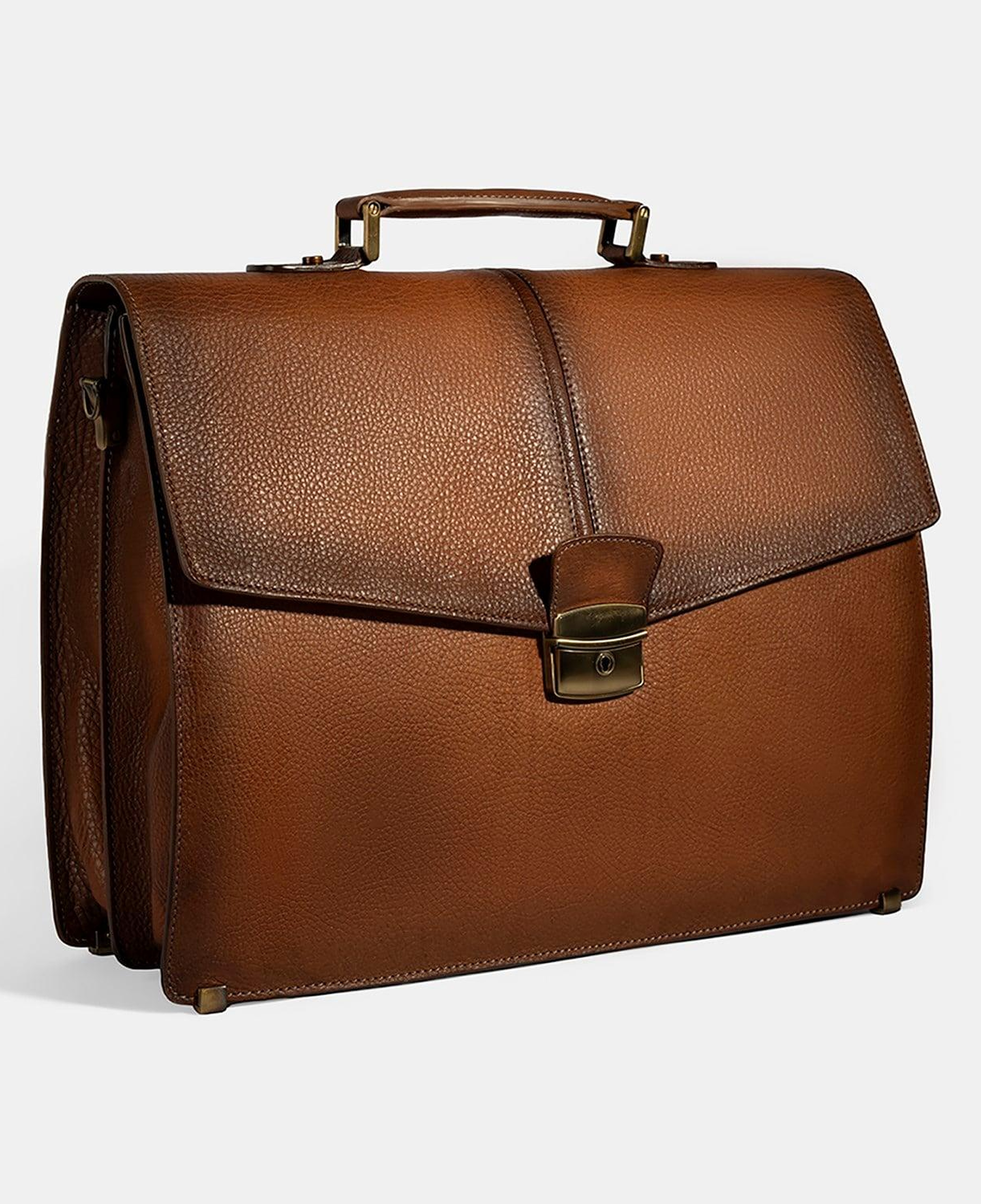 Erkek Taba Vintage Omuz Askılı Deri Evrak Çantası