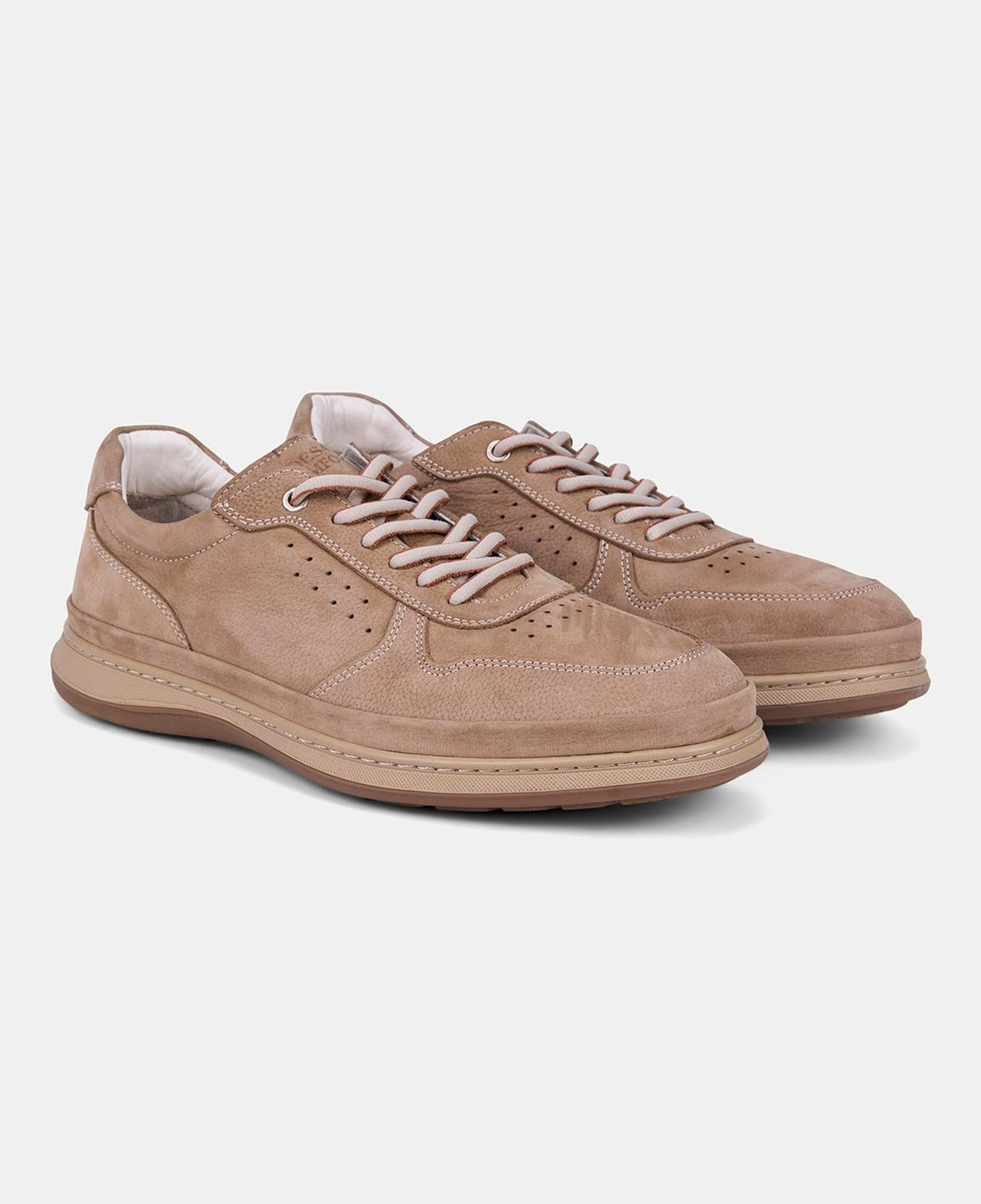 Erkek Vizon DesaComfort Bağcıklı Nubuk Deri Sneaker