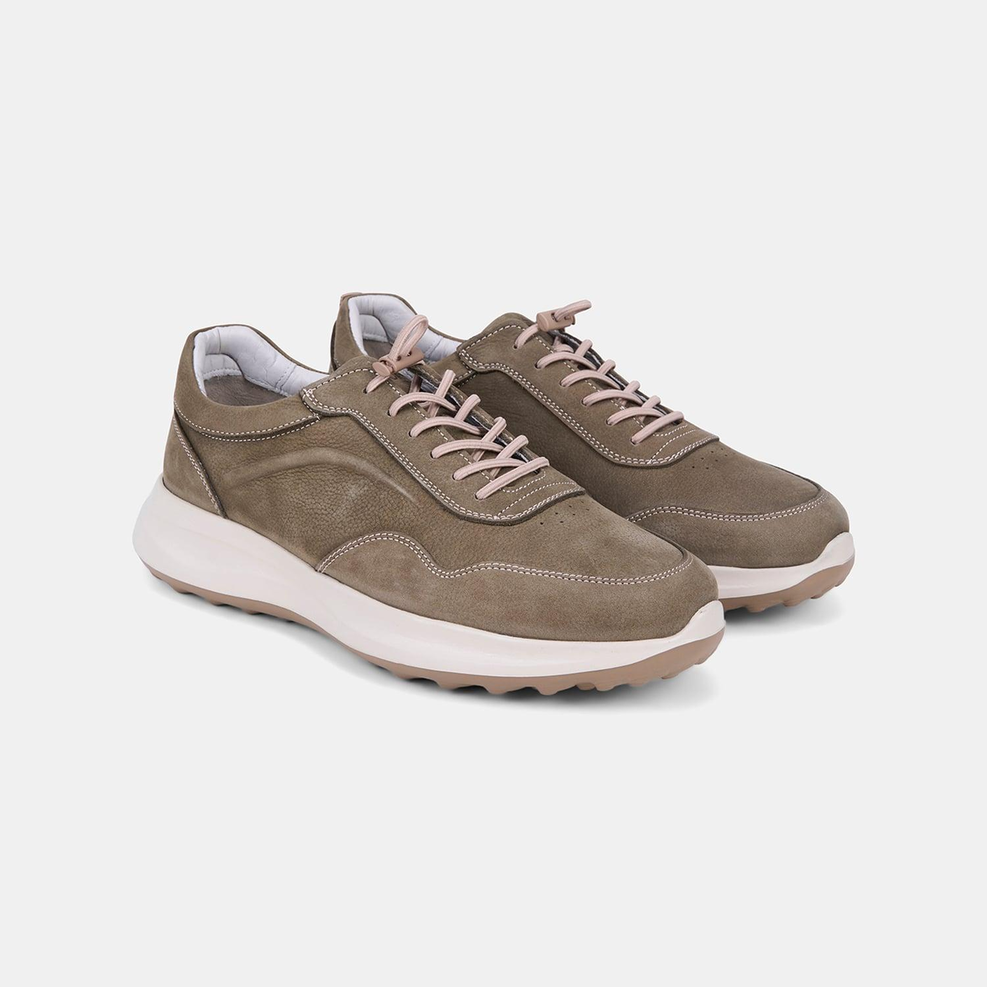 Erkek Haki DesaComfort Bağcıklı Deri Sneaker