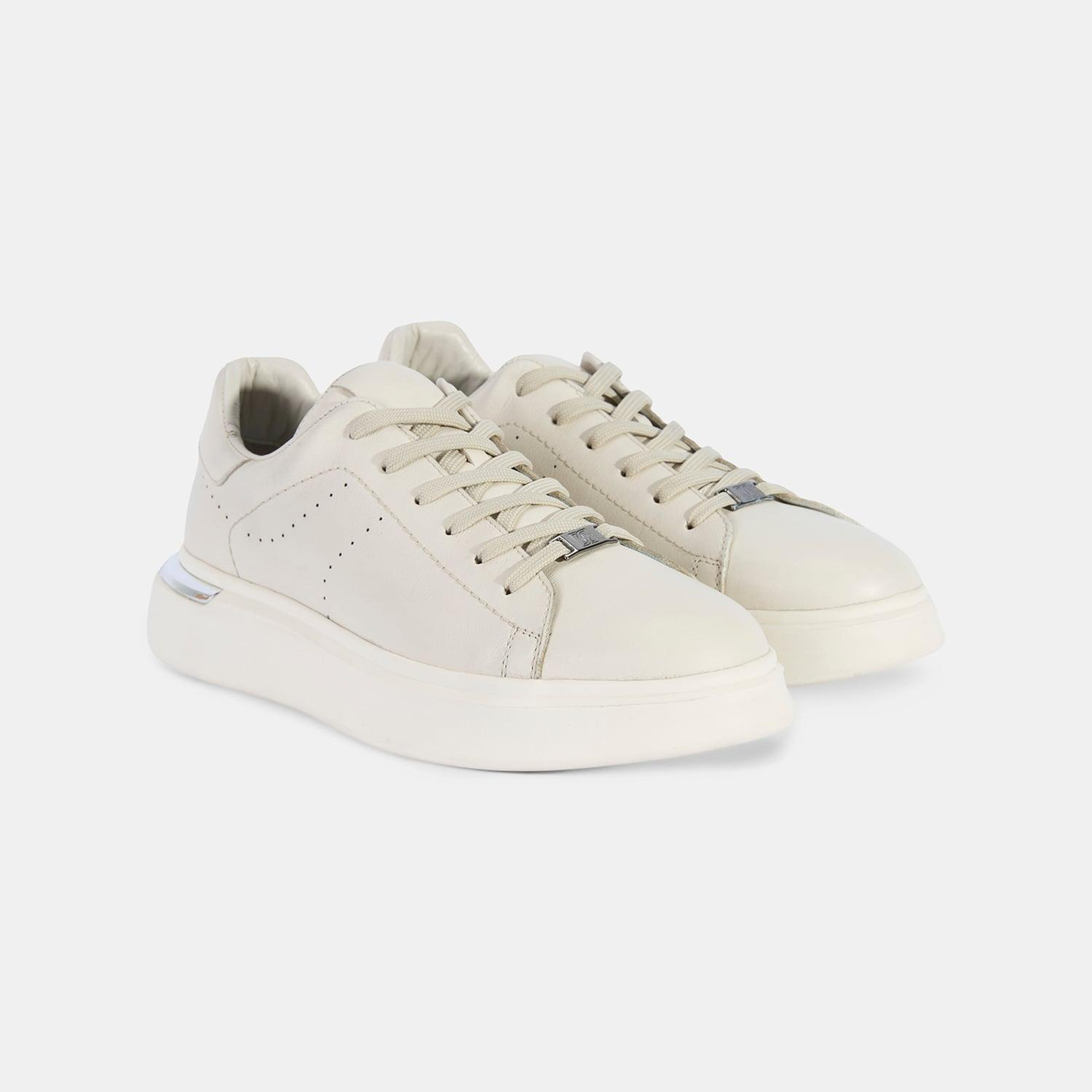 Erkek Beyaz DesaComfort Kalın Tabanlı Deri Sneaker