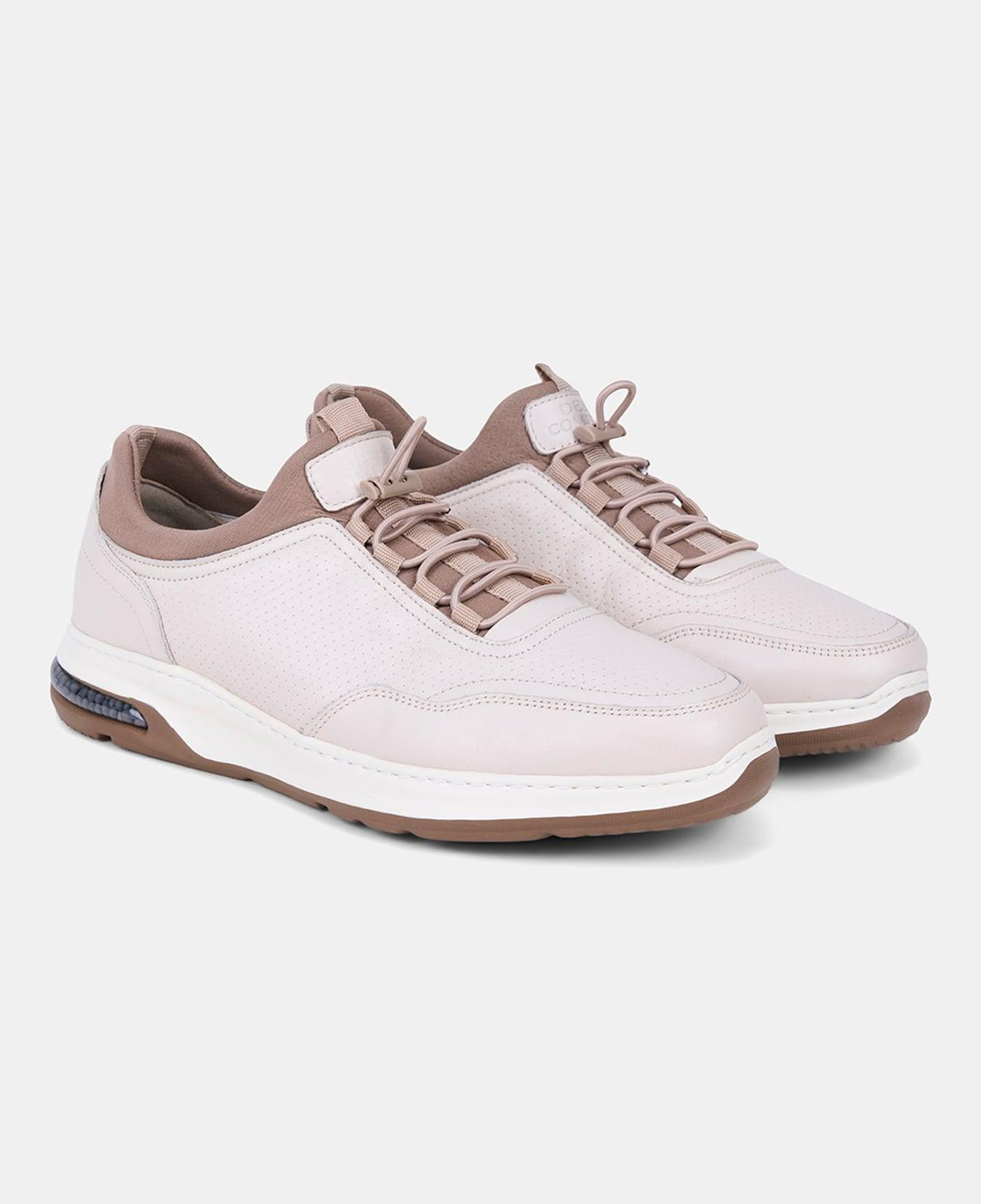 Erkek Kırık Beyaz DesaComfort Lastik Bağcıklı Deri Sneaker