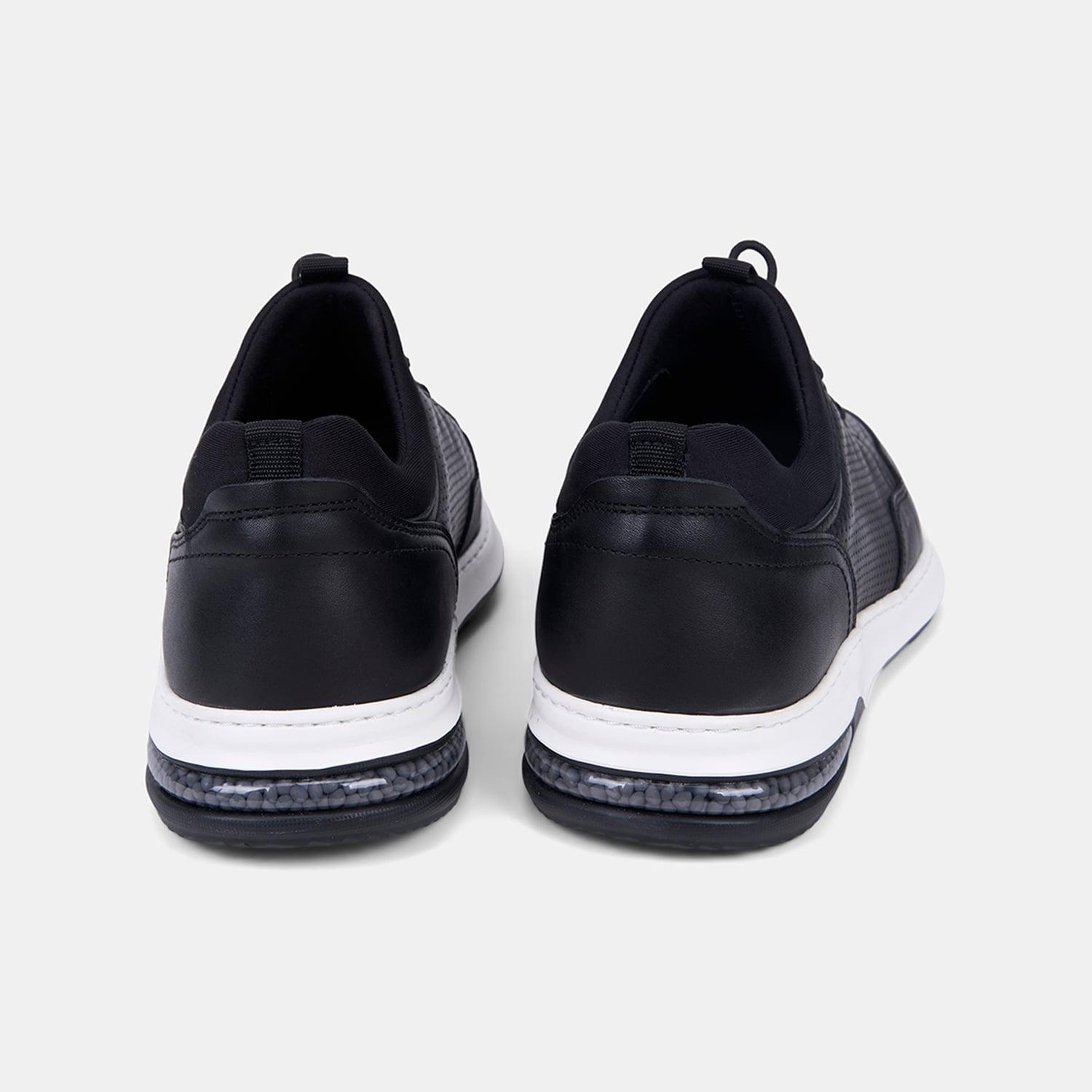 Erkek Siyah DesaComfort Lastik Bağcıklı Deri Sneaker