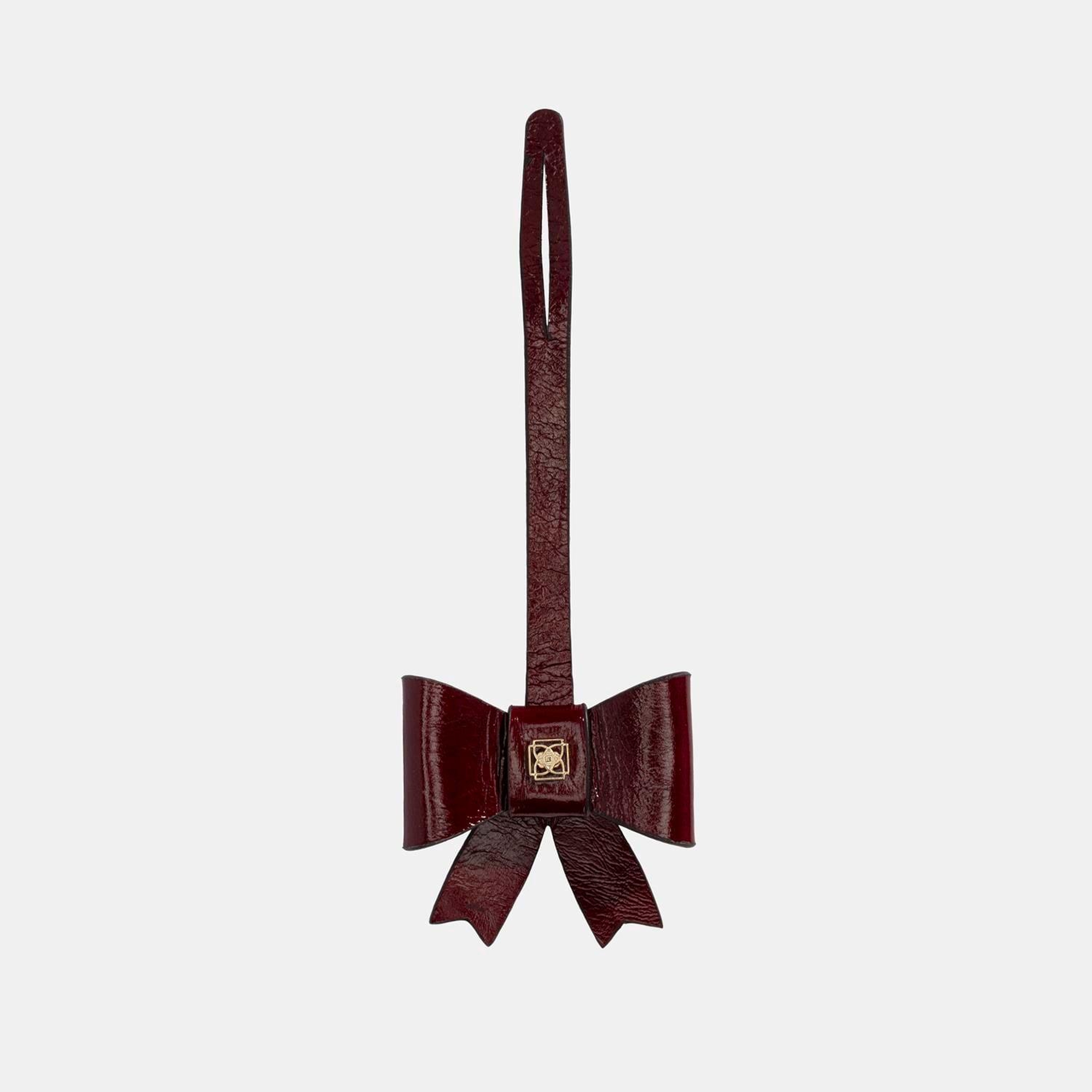 Bordo Fiyonk Figürlü Deri Charm