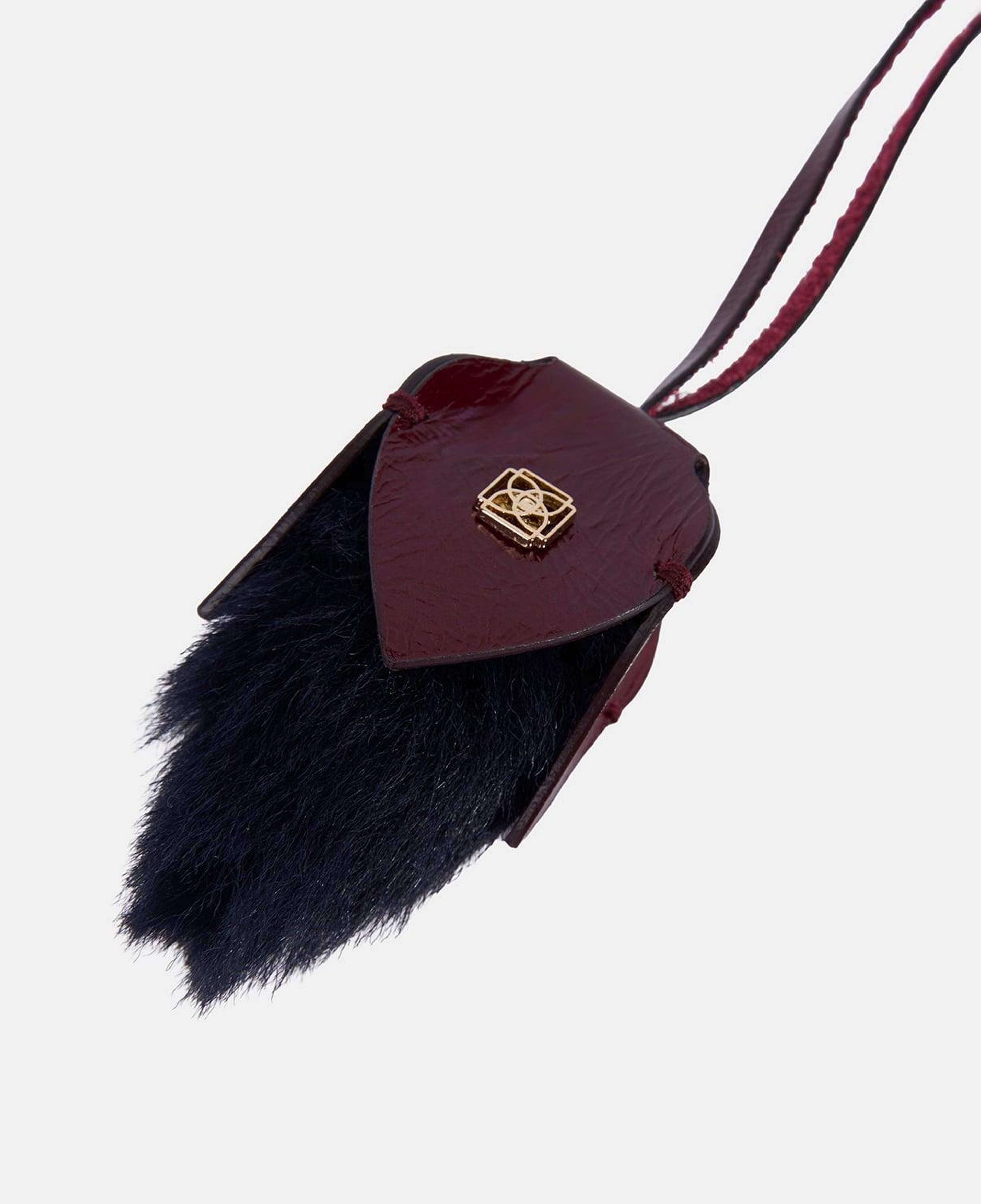 Bordo Kürklü Deri Charm