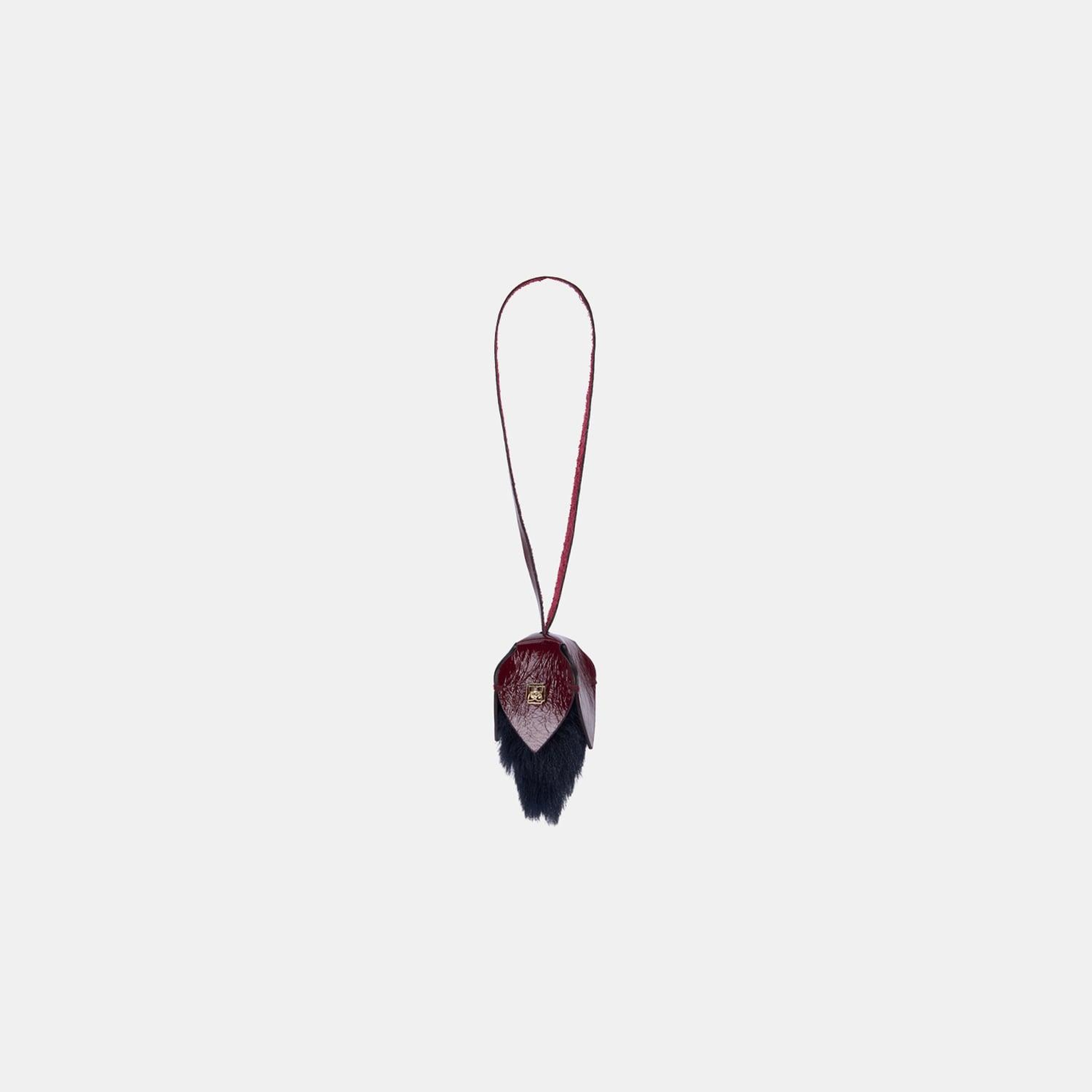 Bordo Kürklü Deri Charm