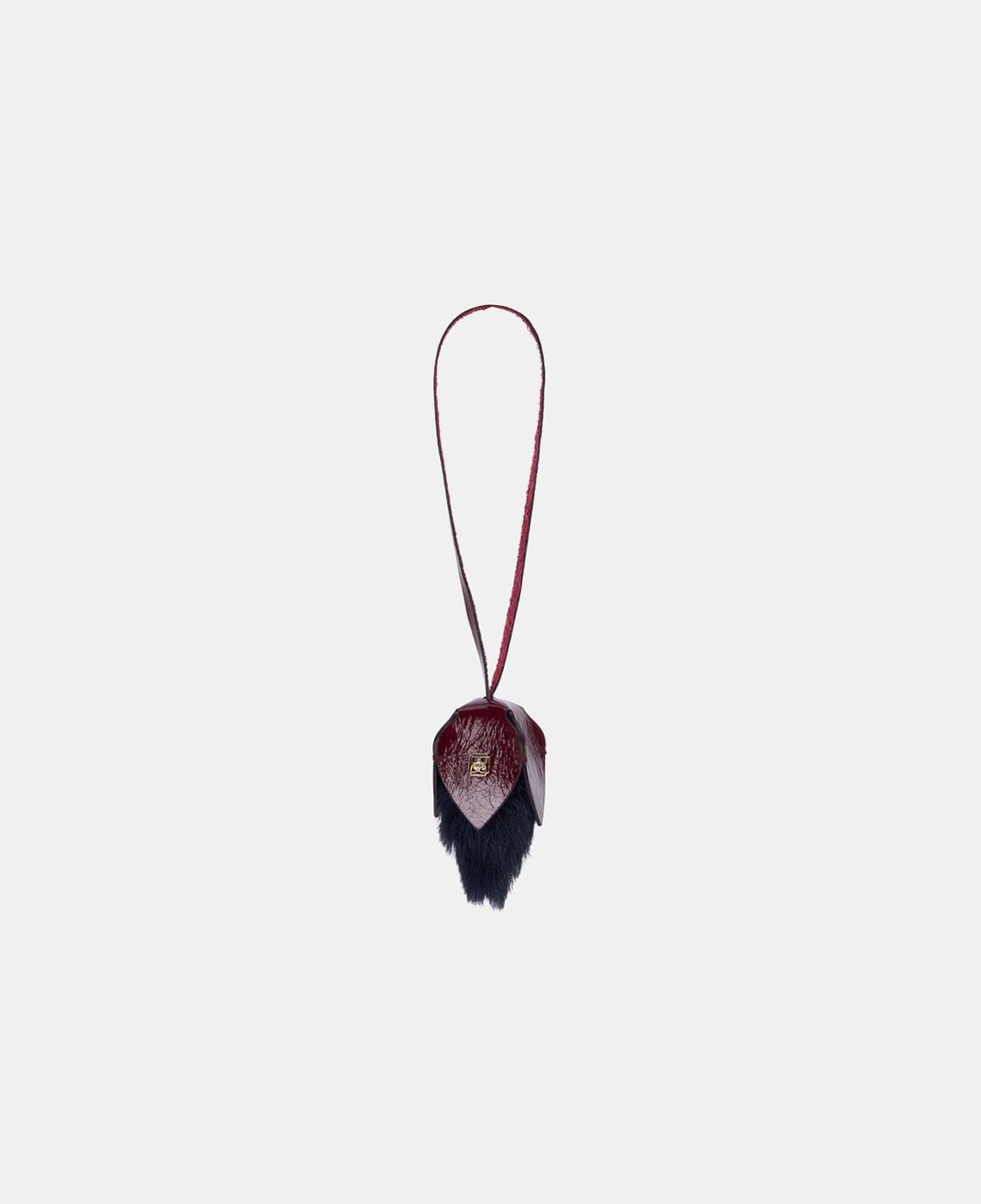 Bordo Kürklü Deri Charm