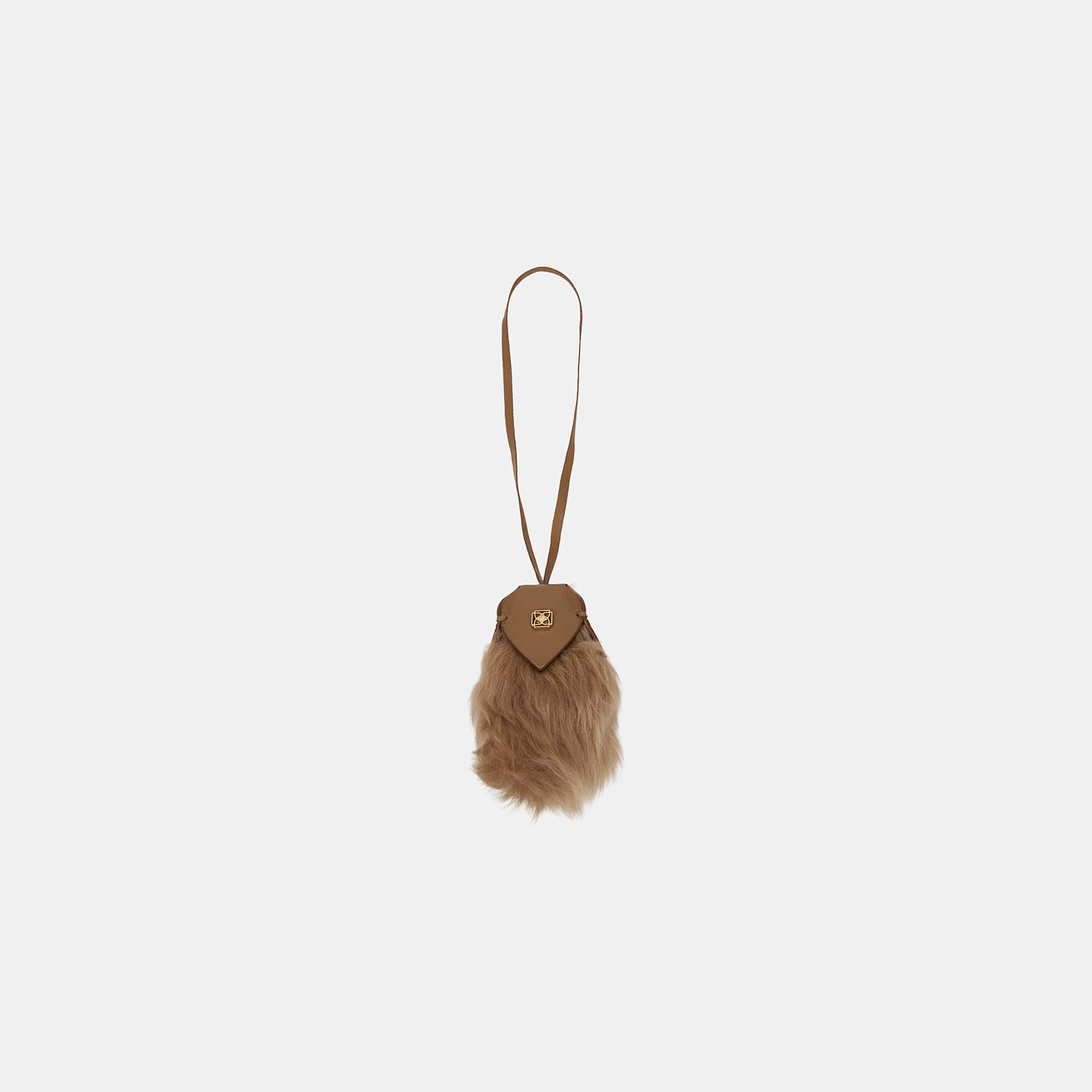 Karamel Kürklü Deri Charm