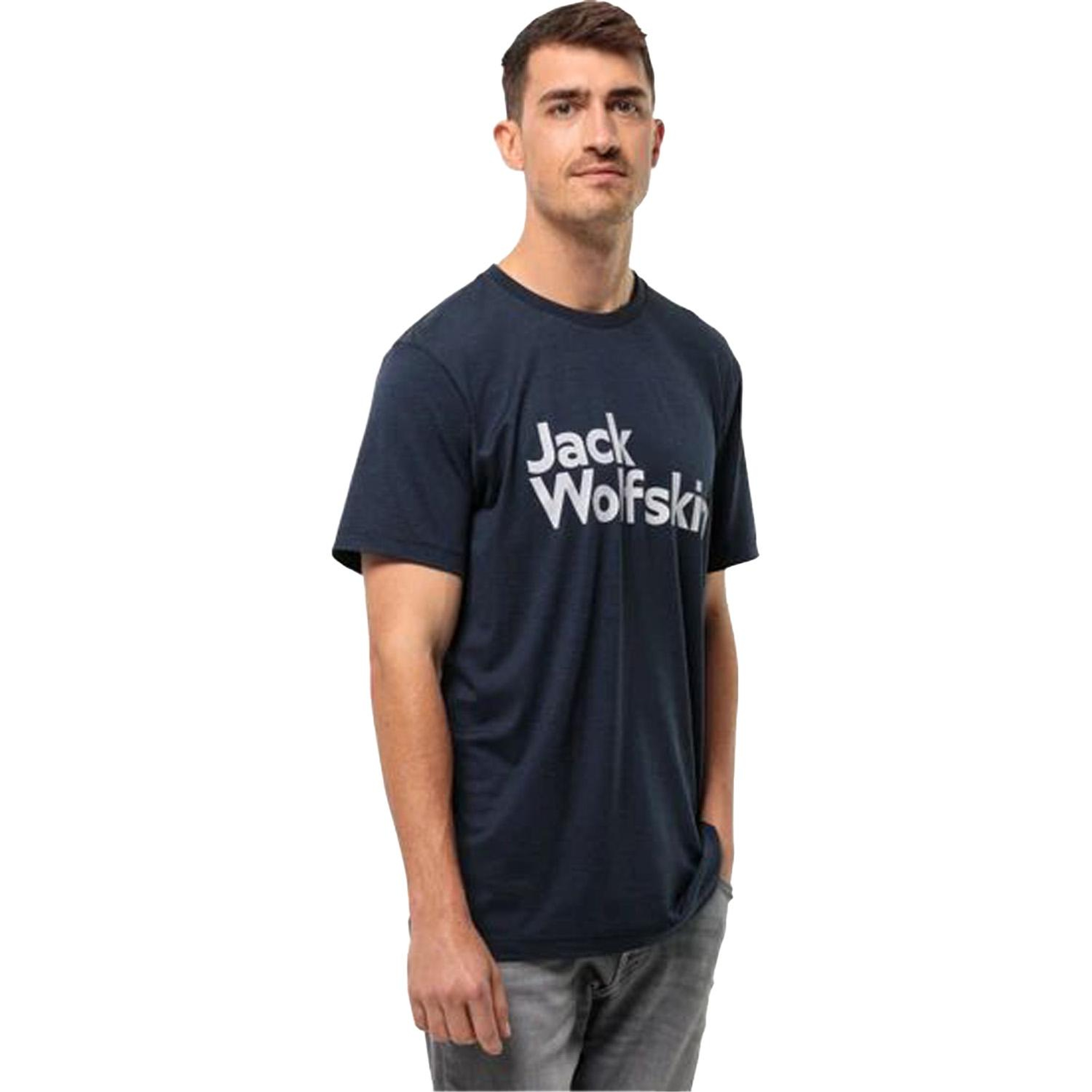 Jack Wolfskin Brand Erkek Mavi Tişört