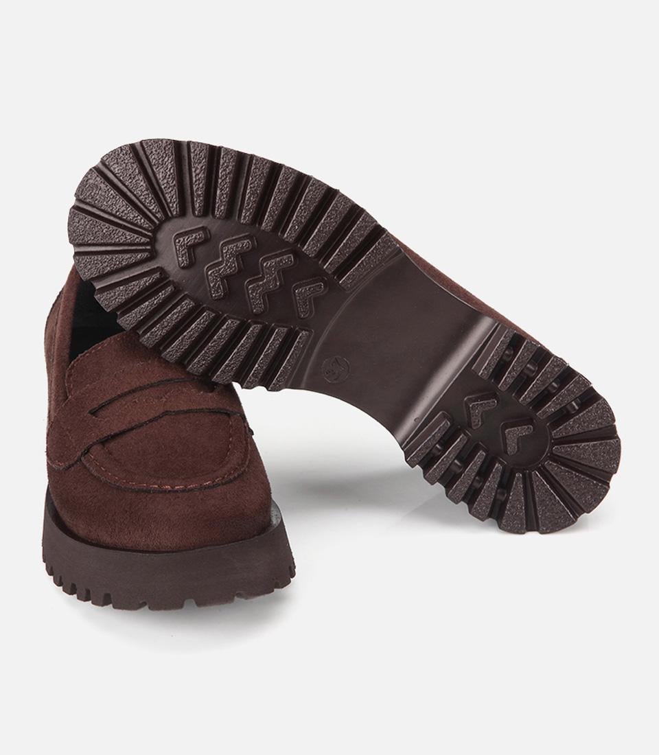 Kadın Kahverengi Süet Kalın Tabanlı Günlük Loafer