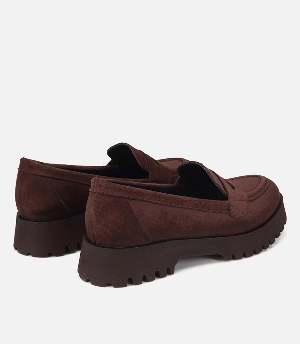 Kadın Kahverengi Süet Kalın Tabanlı Günlük Loafer