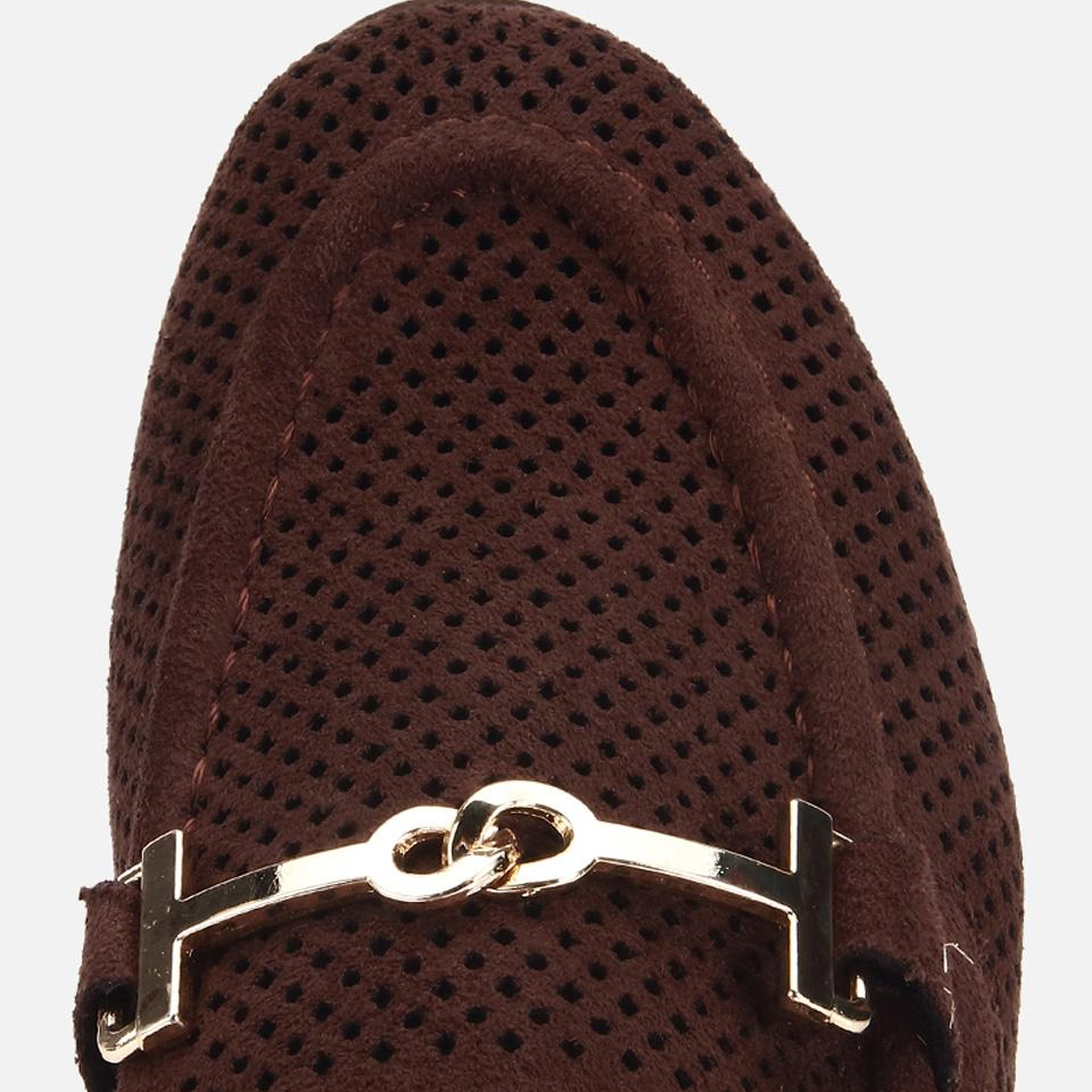 Kadın Kahverengi Süet Tokalı Zımba Detaylı Loafer