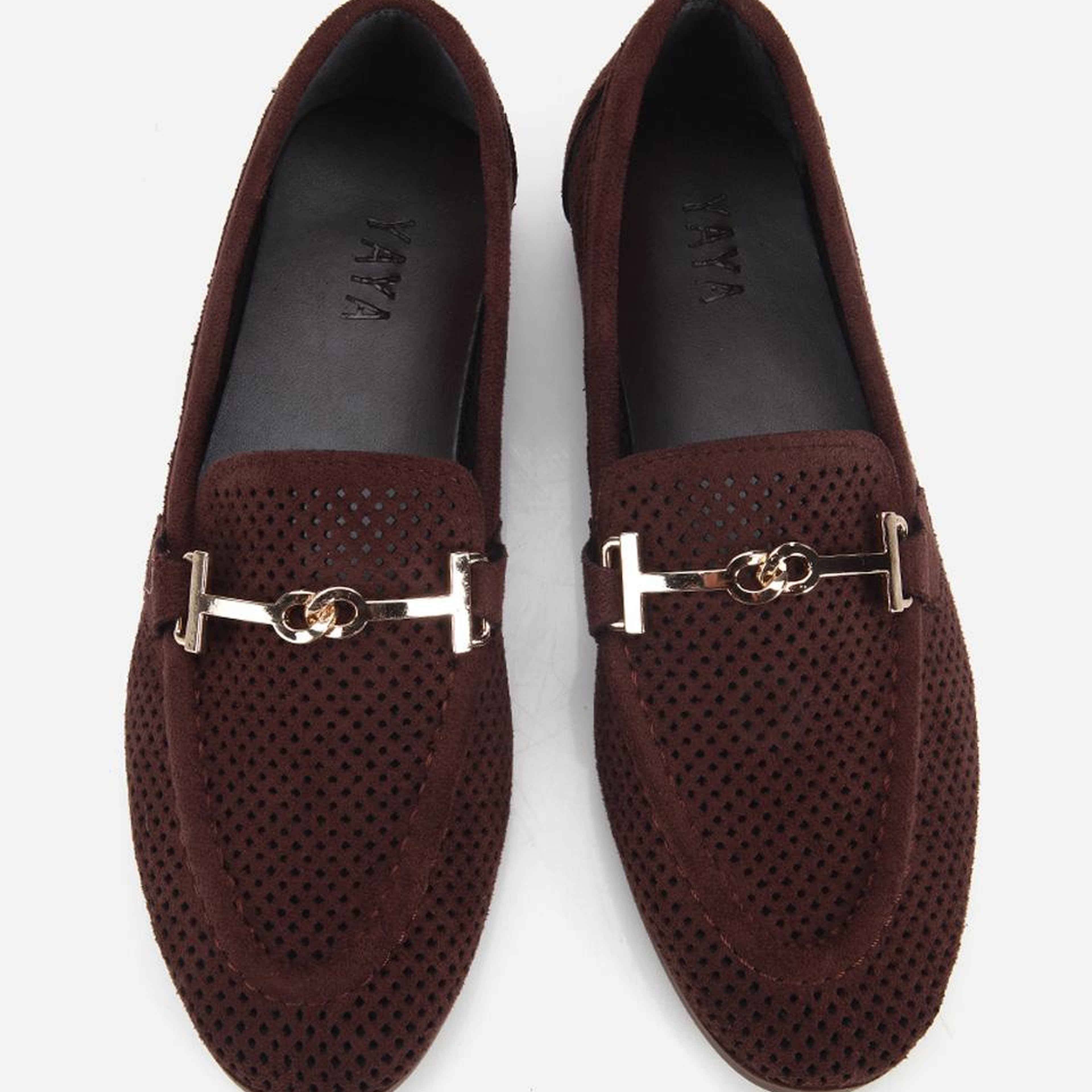 Kadın Kahverengi Süet Tokalı Zımba Detaylı Loafer