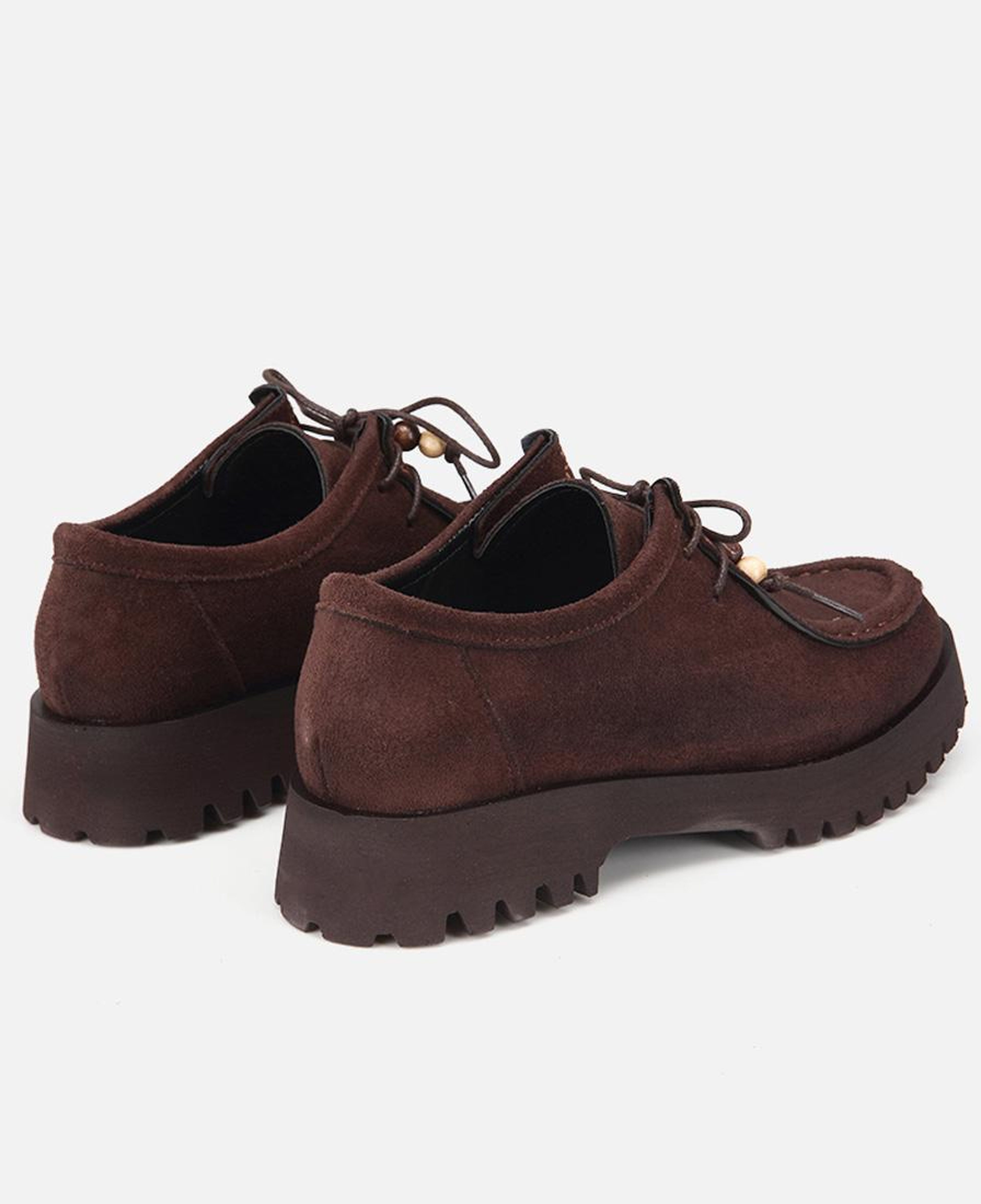 Kadın Kahverengi Süet Bağcıklı Kalın Tabanlı Loafer
