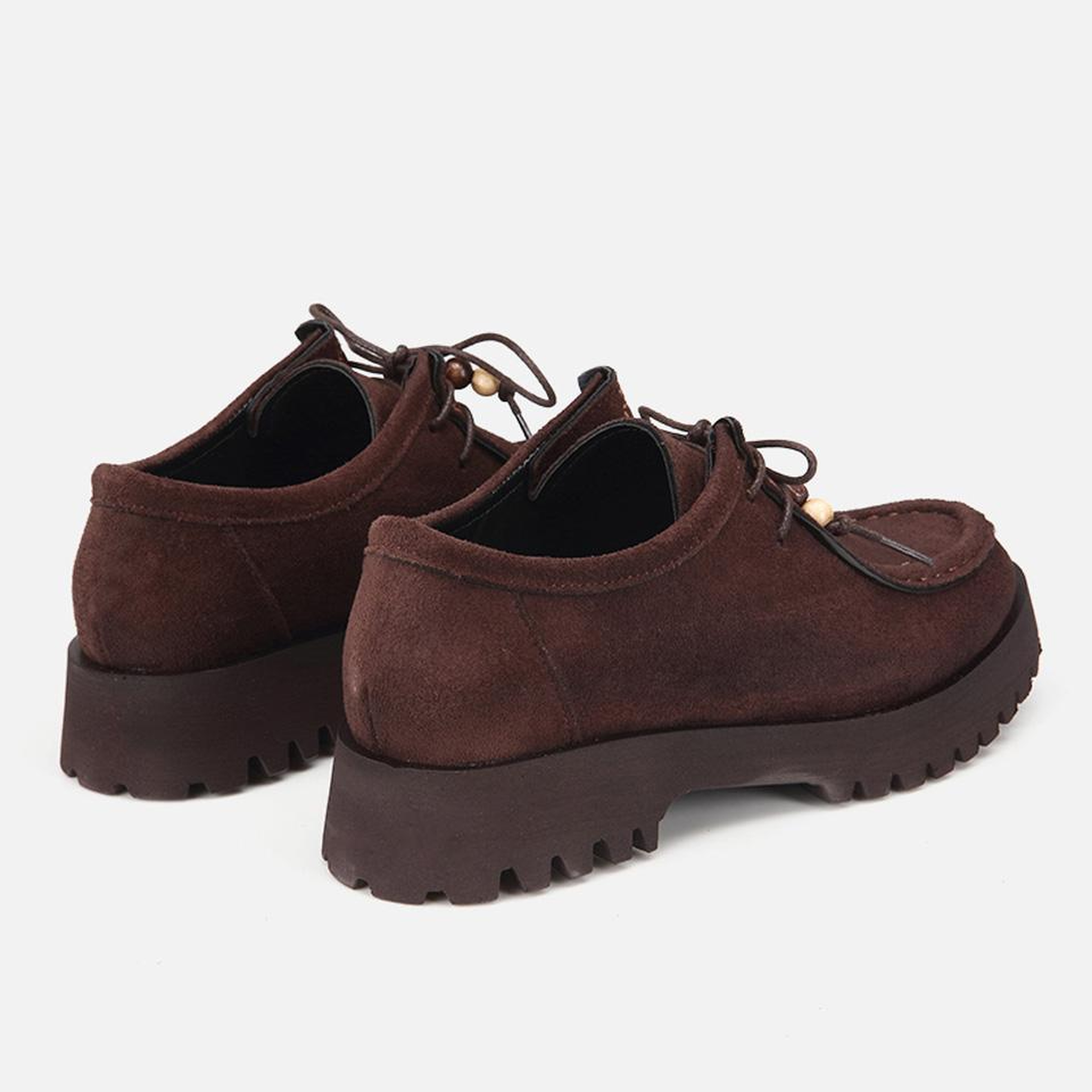 Kadın Kahverengi Süet Bağcıklı Kalın Tabanlı Loafer