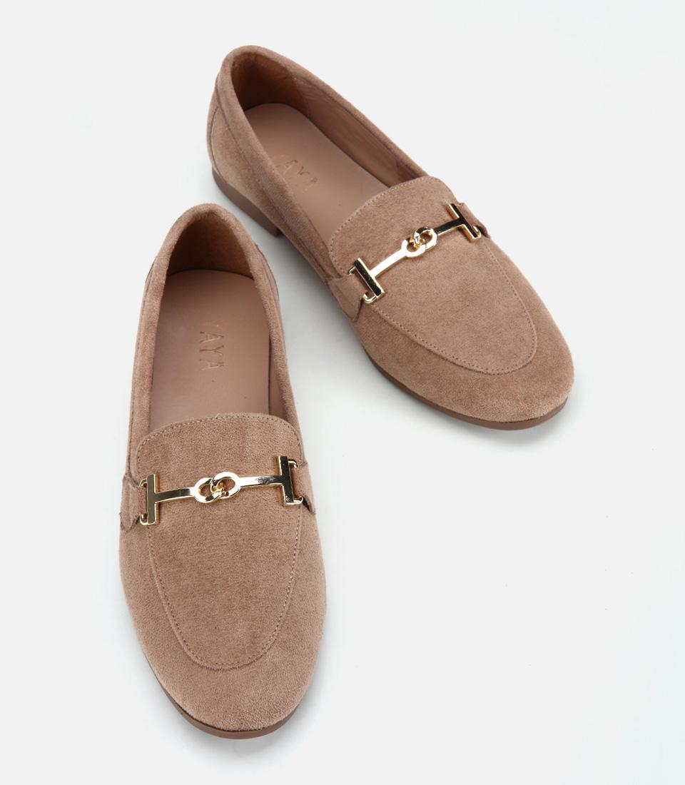 Kadın Vizon Süet Toka Detaylı Günlük Loafer