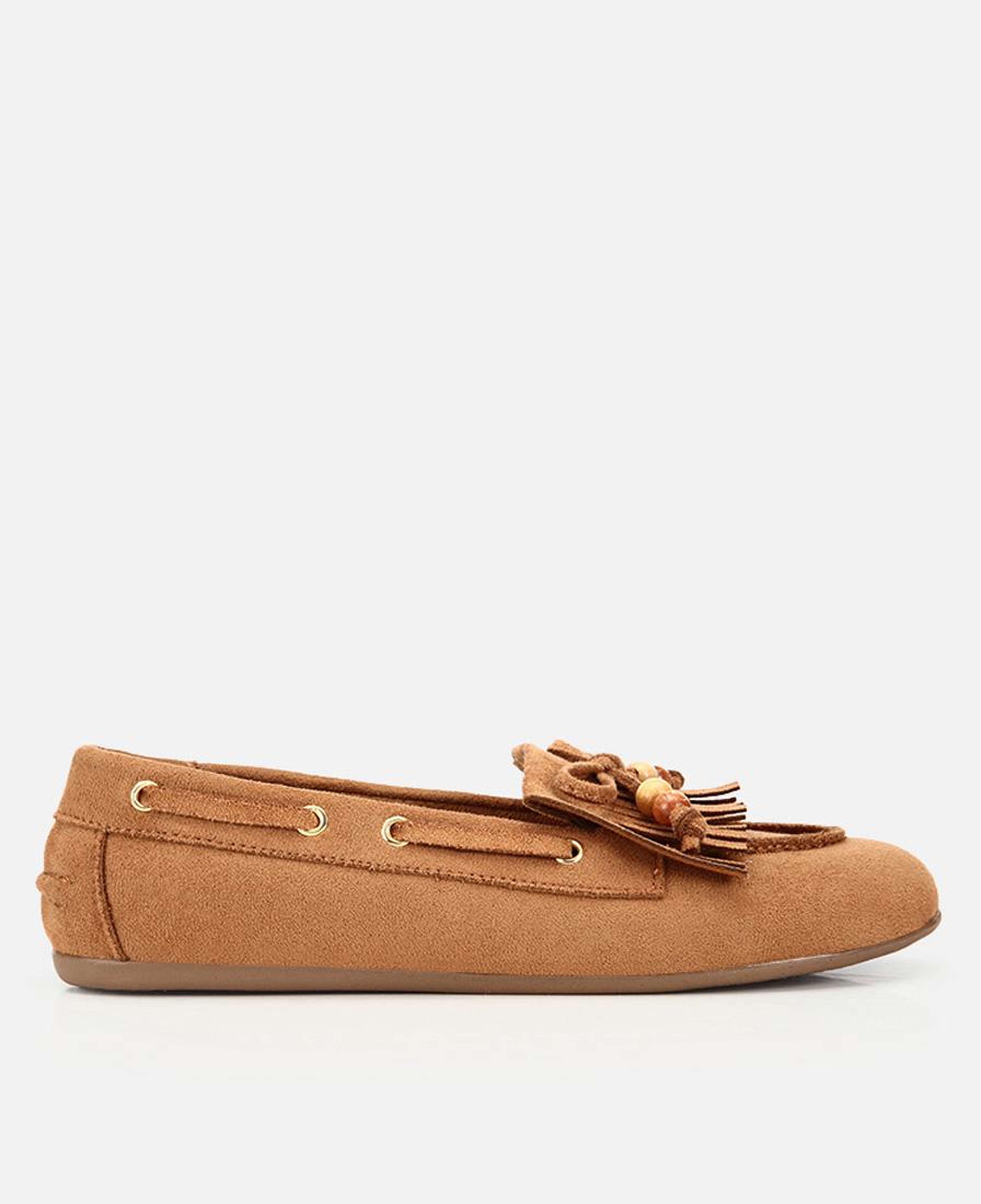 Kadın Taba Süet Fiyonk Detaylı Bağcıklı Loafer