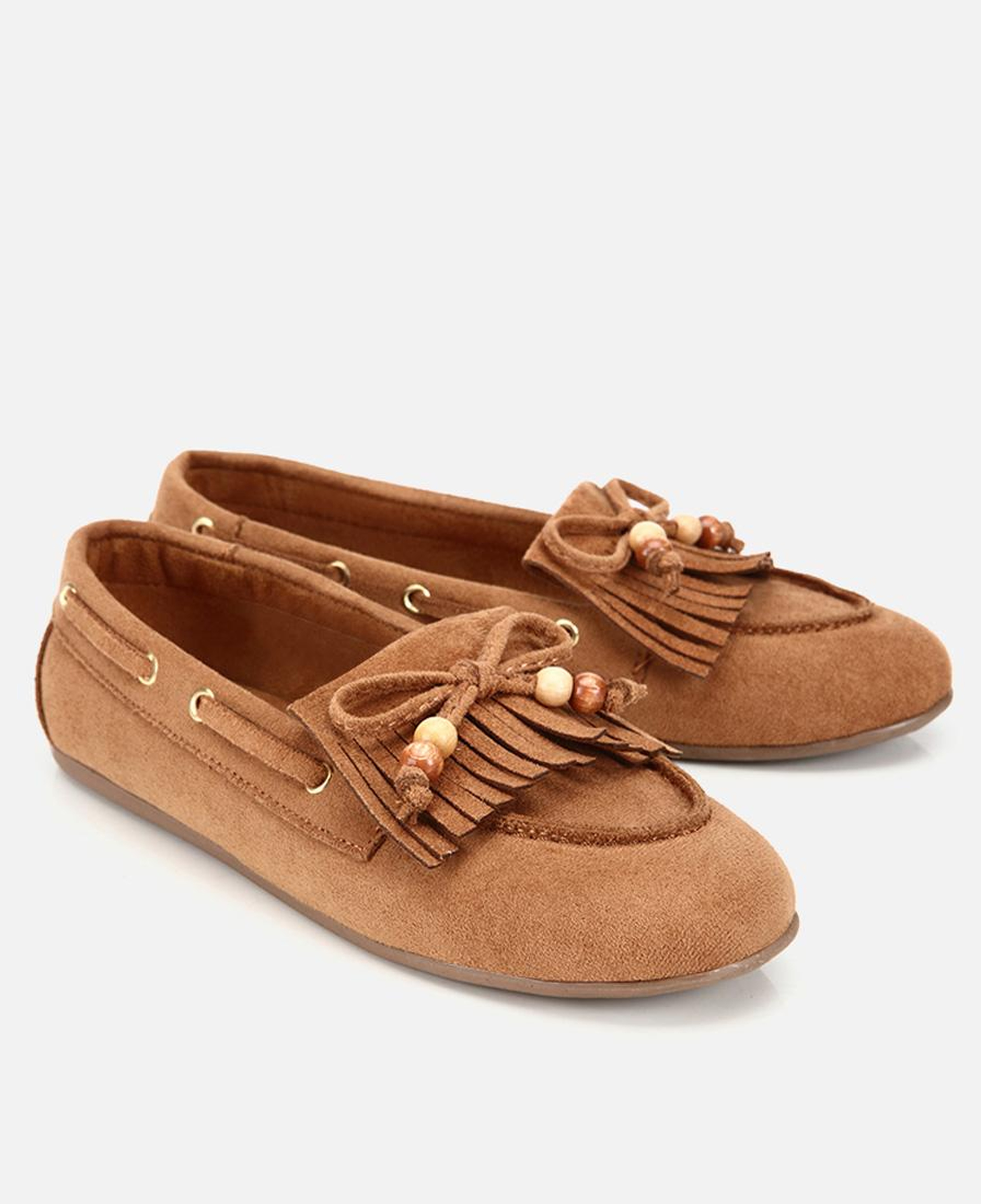 Kadın Taba Süet Fiyonk Detaylı Bağcıklı Loafer