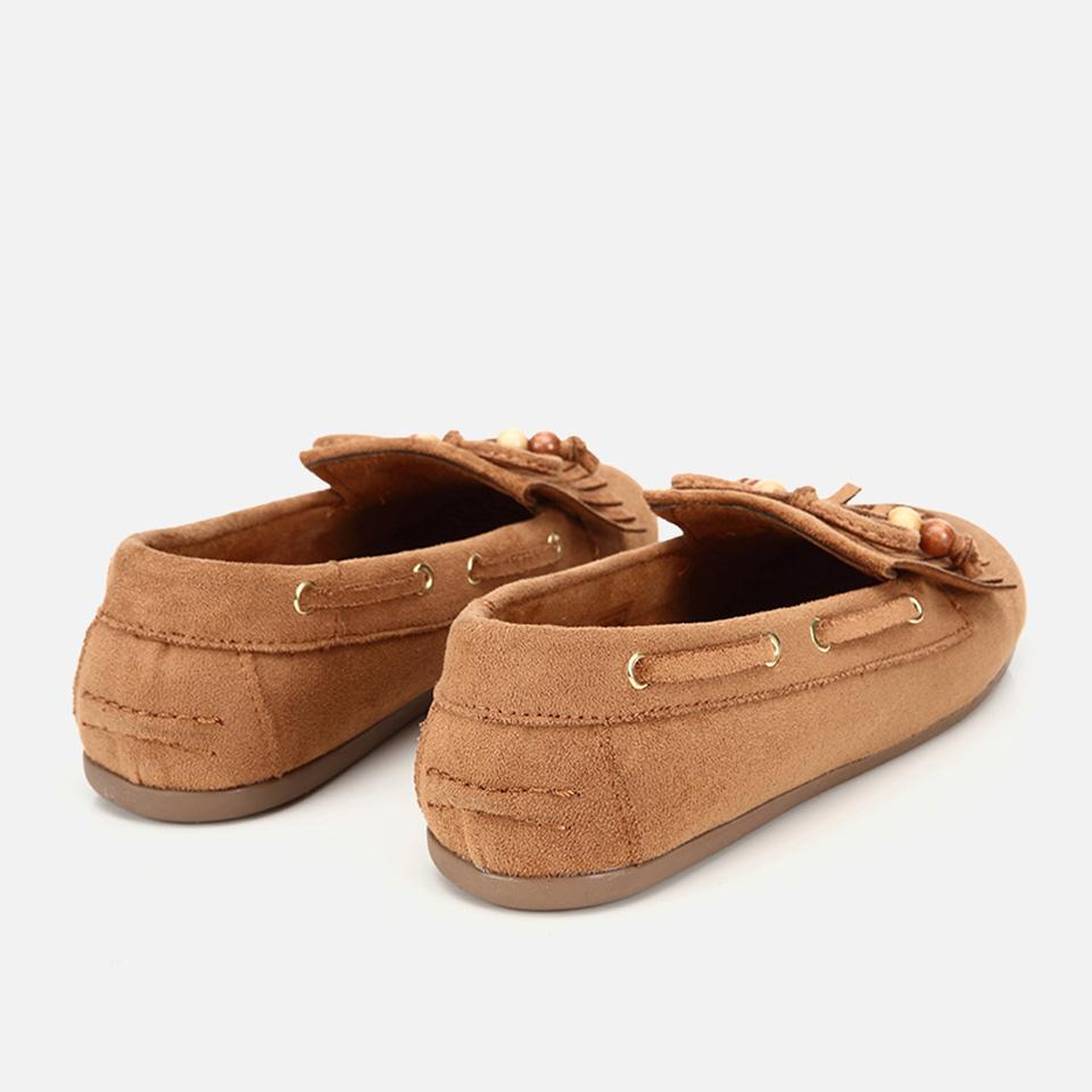 Kadın Taba Süet Fiyonk Detaylı Bağcıklı Loafer