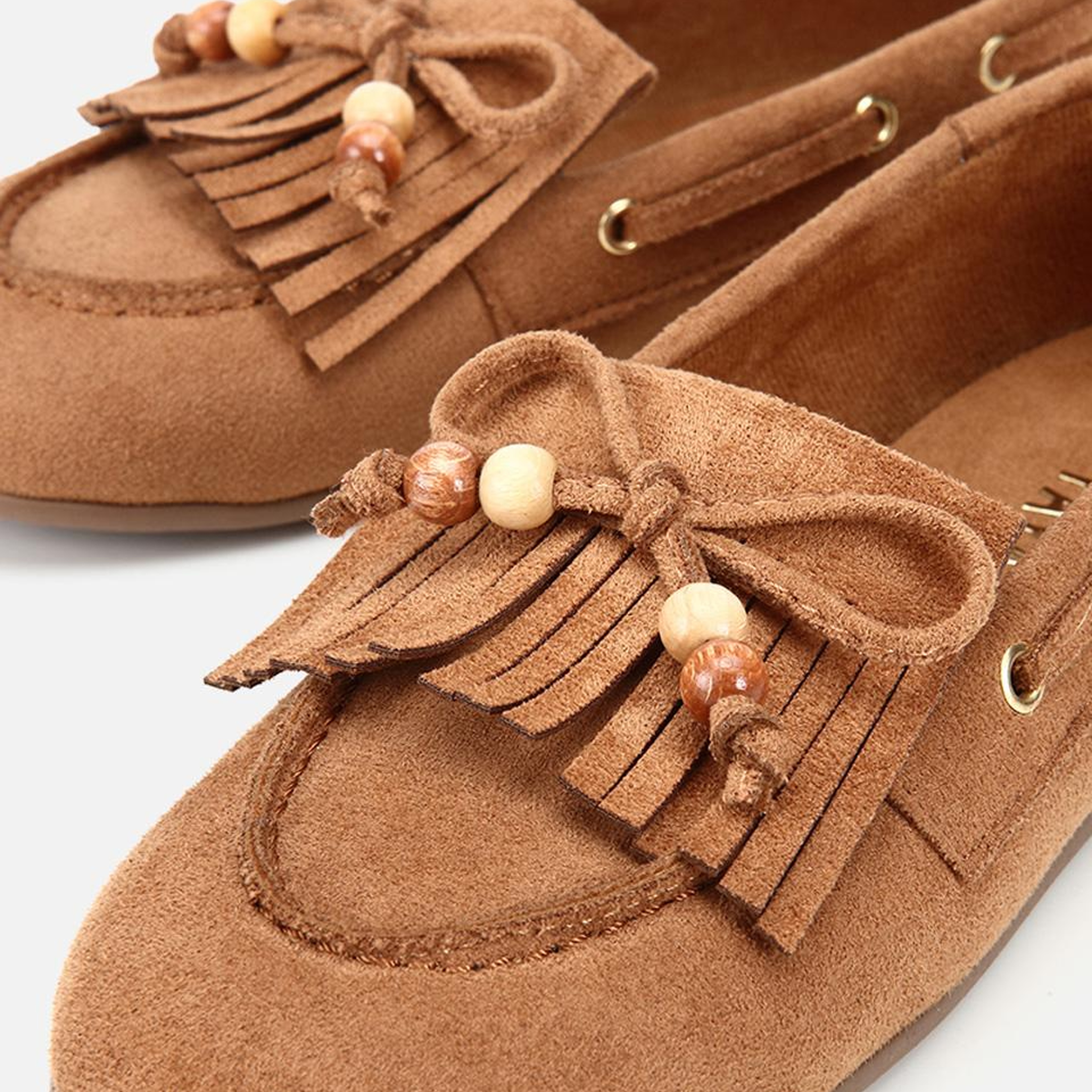 Kadın Taba Süet Fiyonk Detaylı Bağcıklı Loafer