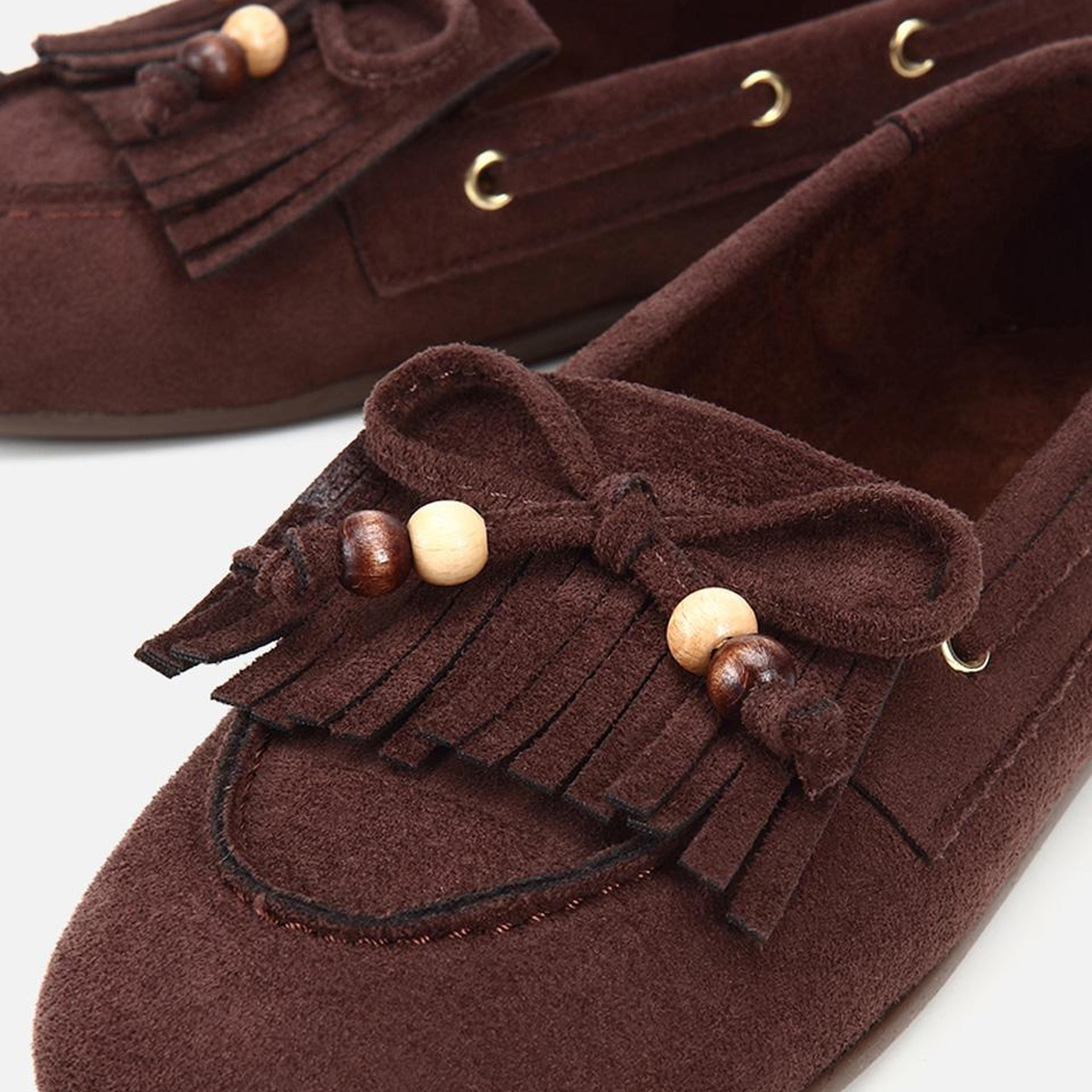 Kadın Kahverengi Süet Fiyonk Detaylı Bağcıklı Loafer