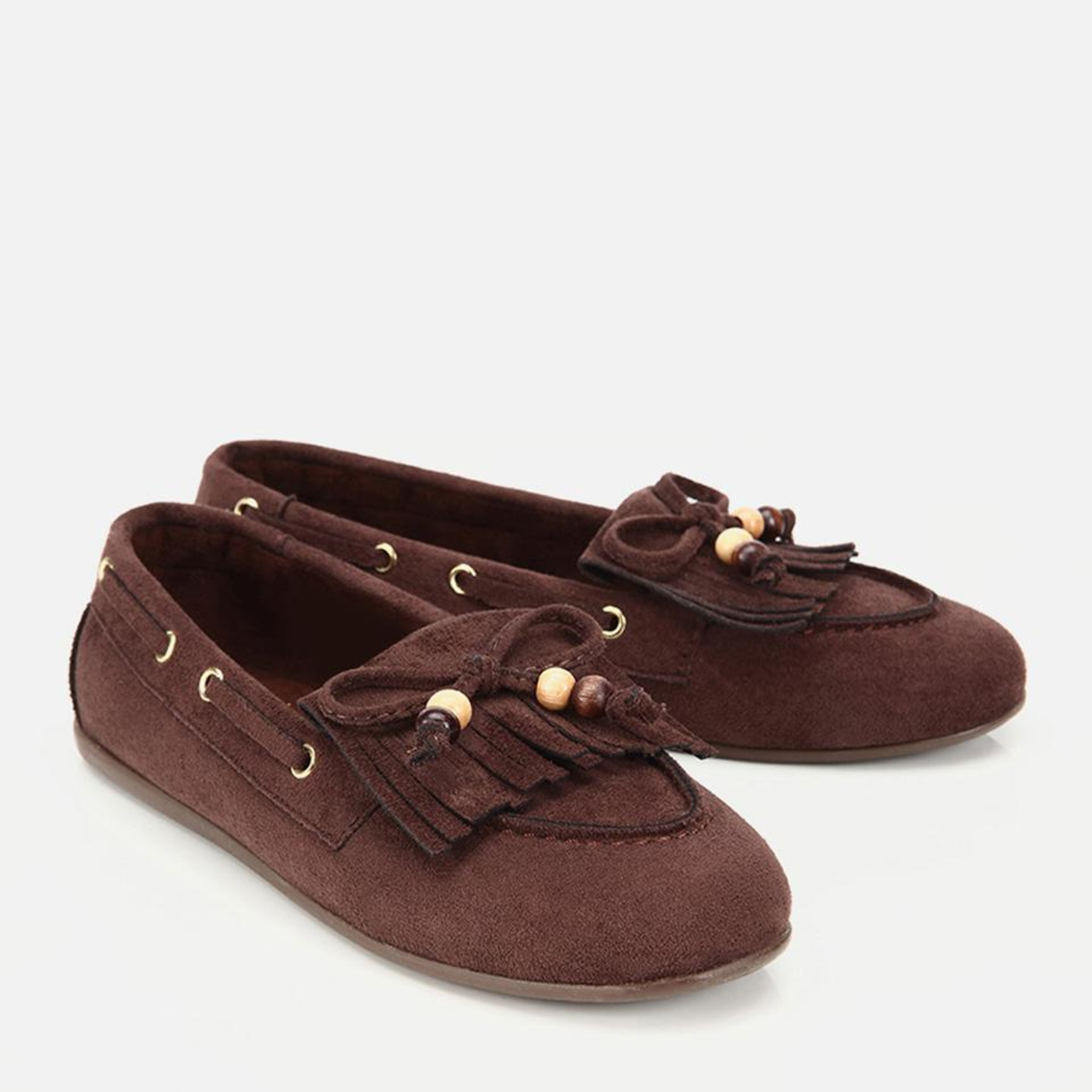 Kadın Kahverengi Süet Fiyonk Detaylı Bağcıklı Loafer