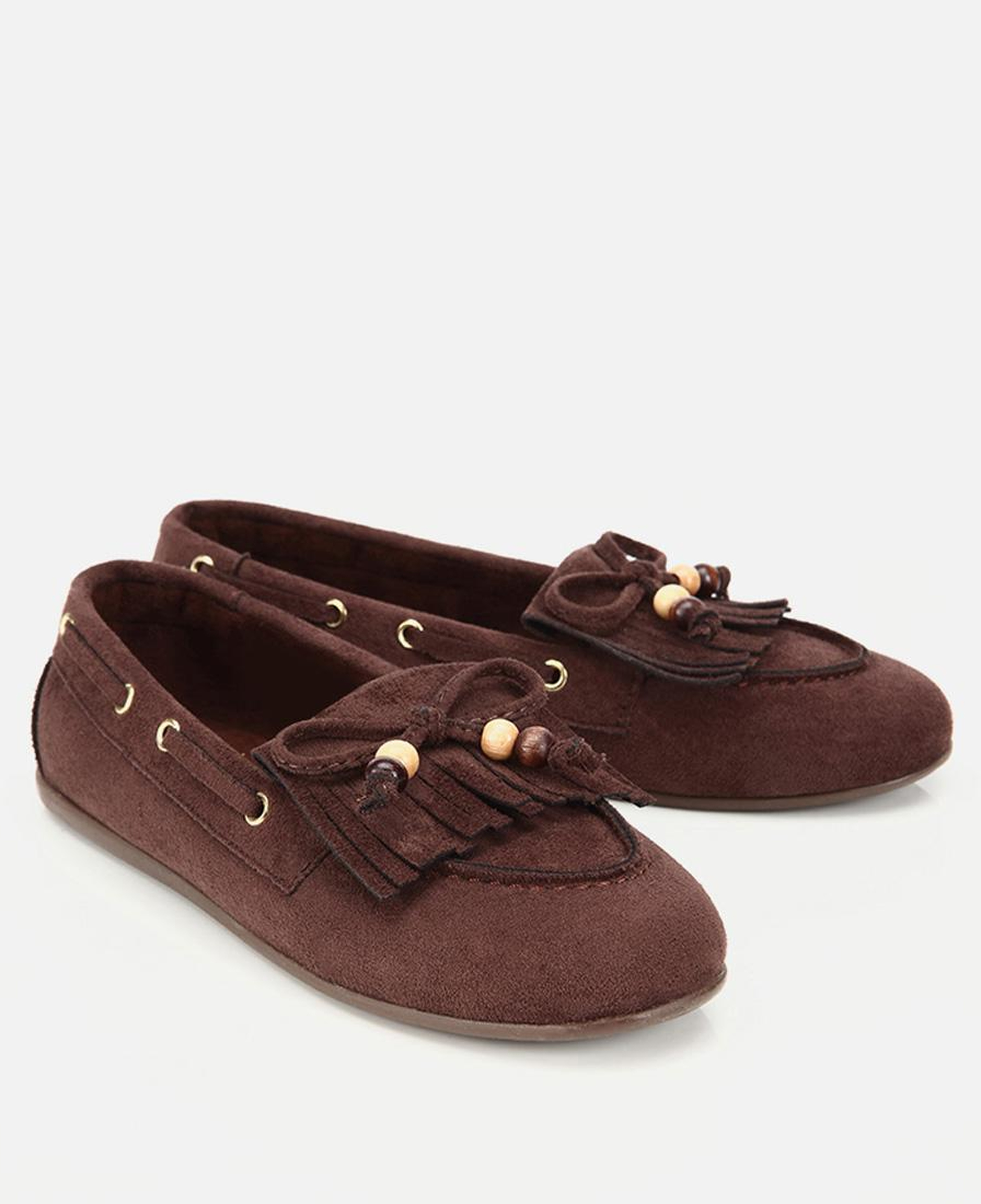 Kadın Kahverengi Süet Fiyonk Detaylı Bağcıklı Loafer