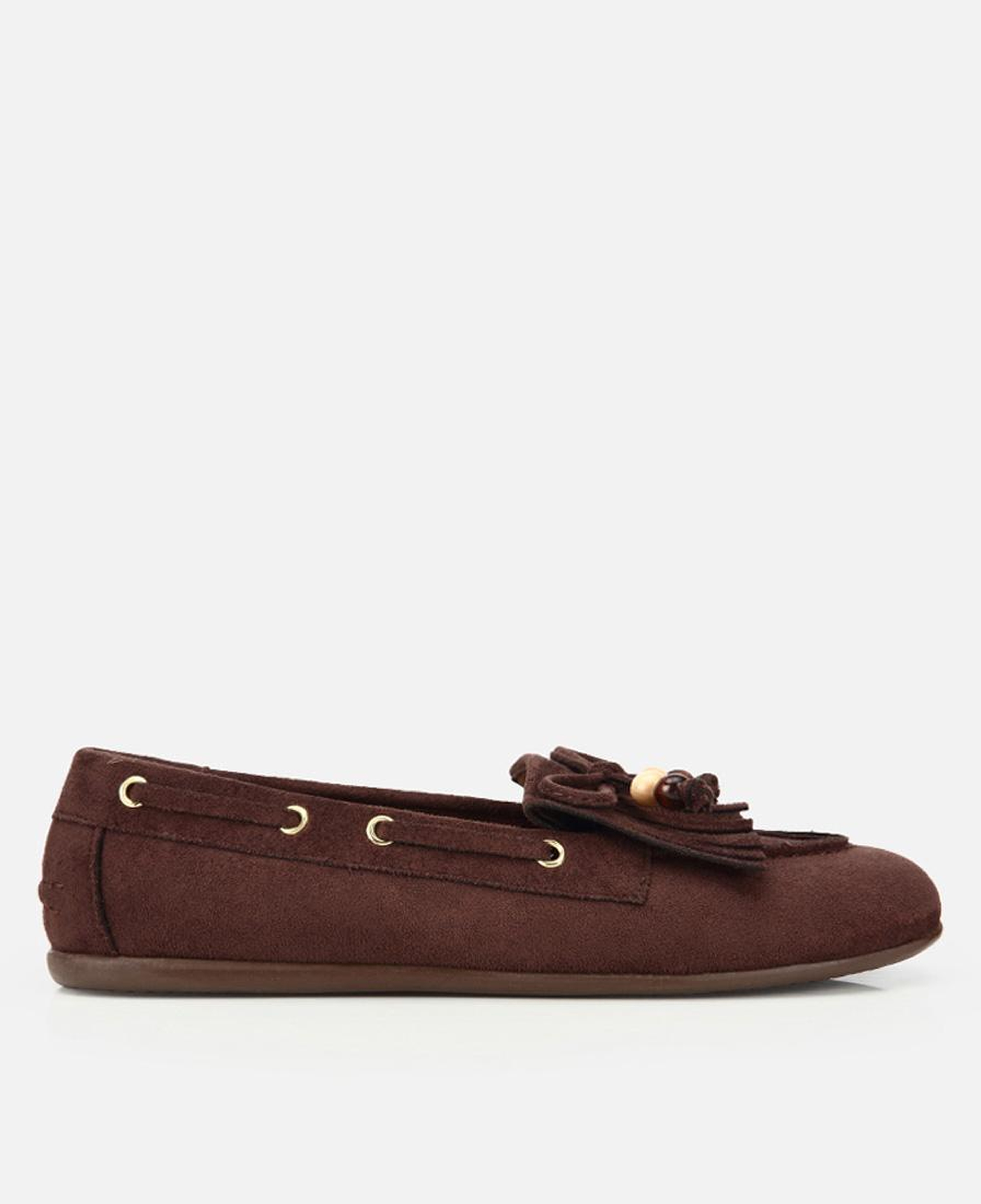 Kadın Kahverengi Süet Fiyonk Detaylı Bağcıklı Loafer