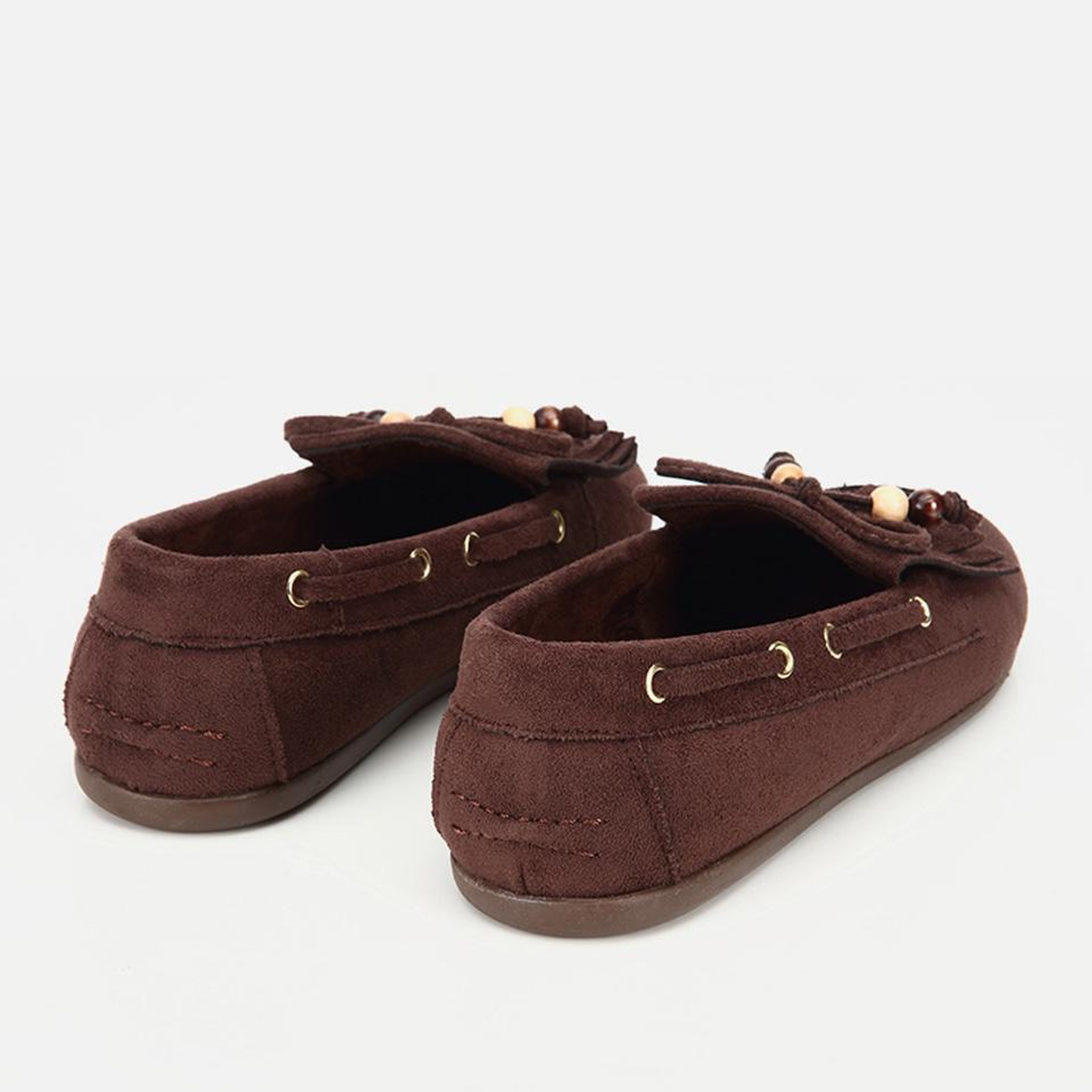 Kadın Kahverengi Süet Fiyonk Detaylı Bağcıklı Loafer