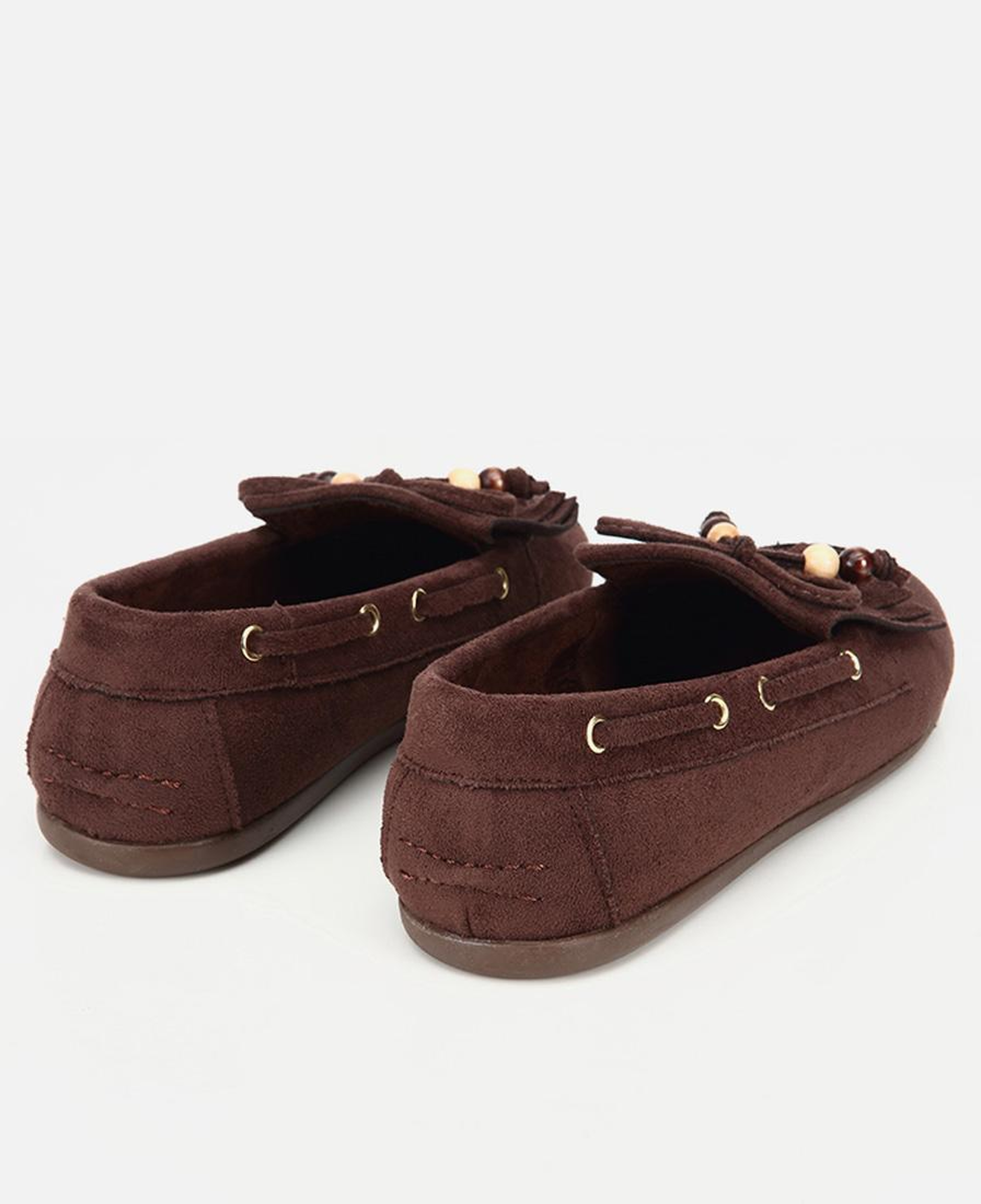 Kadın Kahverengi Süet Fiyonk Detaylı Bağcıklı Loafer