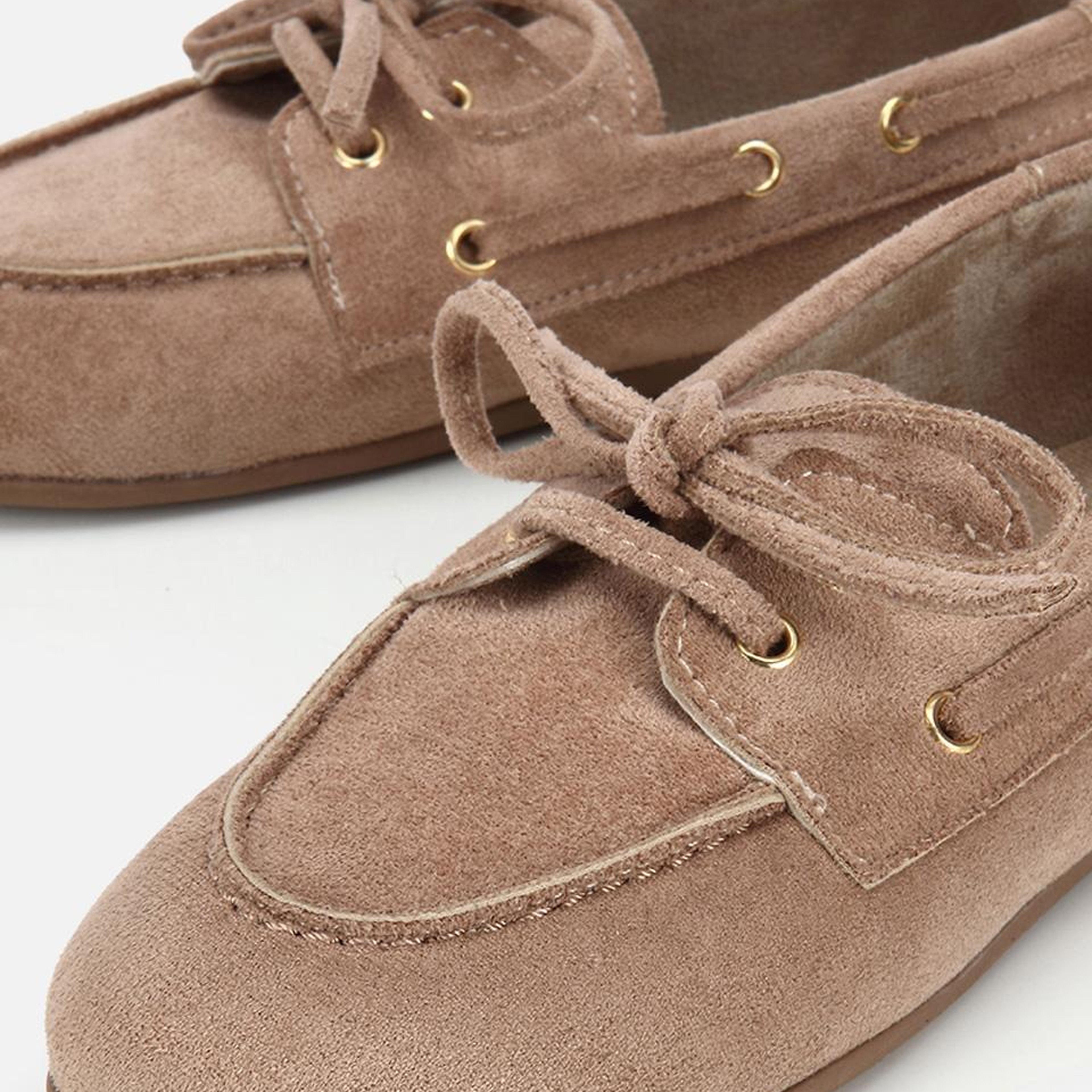 Kadın Vizon Süet Bağcık Detaylı Loafer