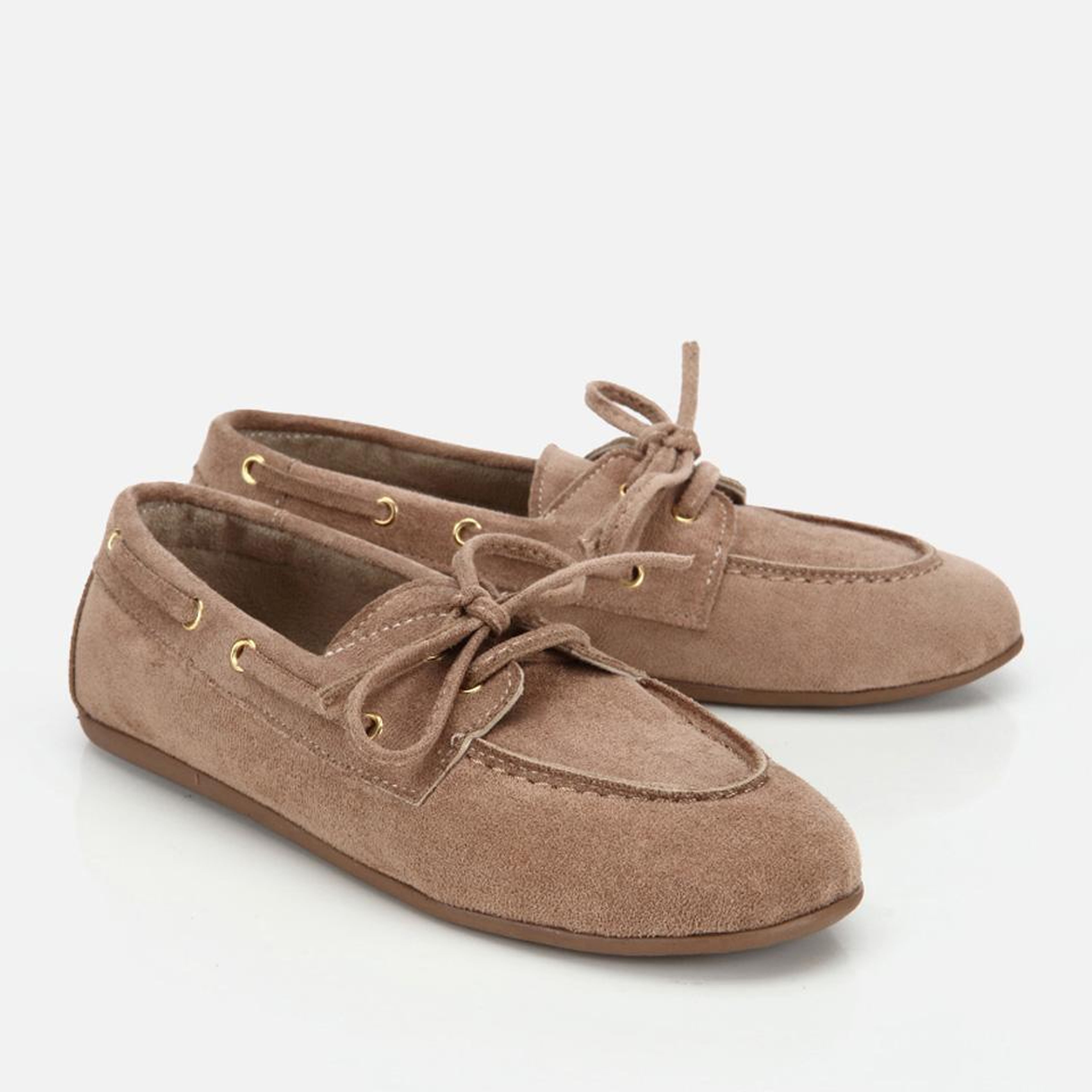 Kadın Vizon Süet Bağcık Detaylı Loafer