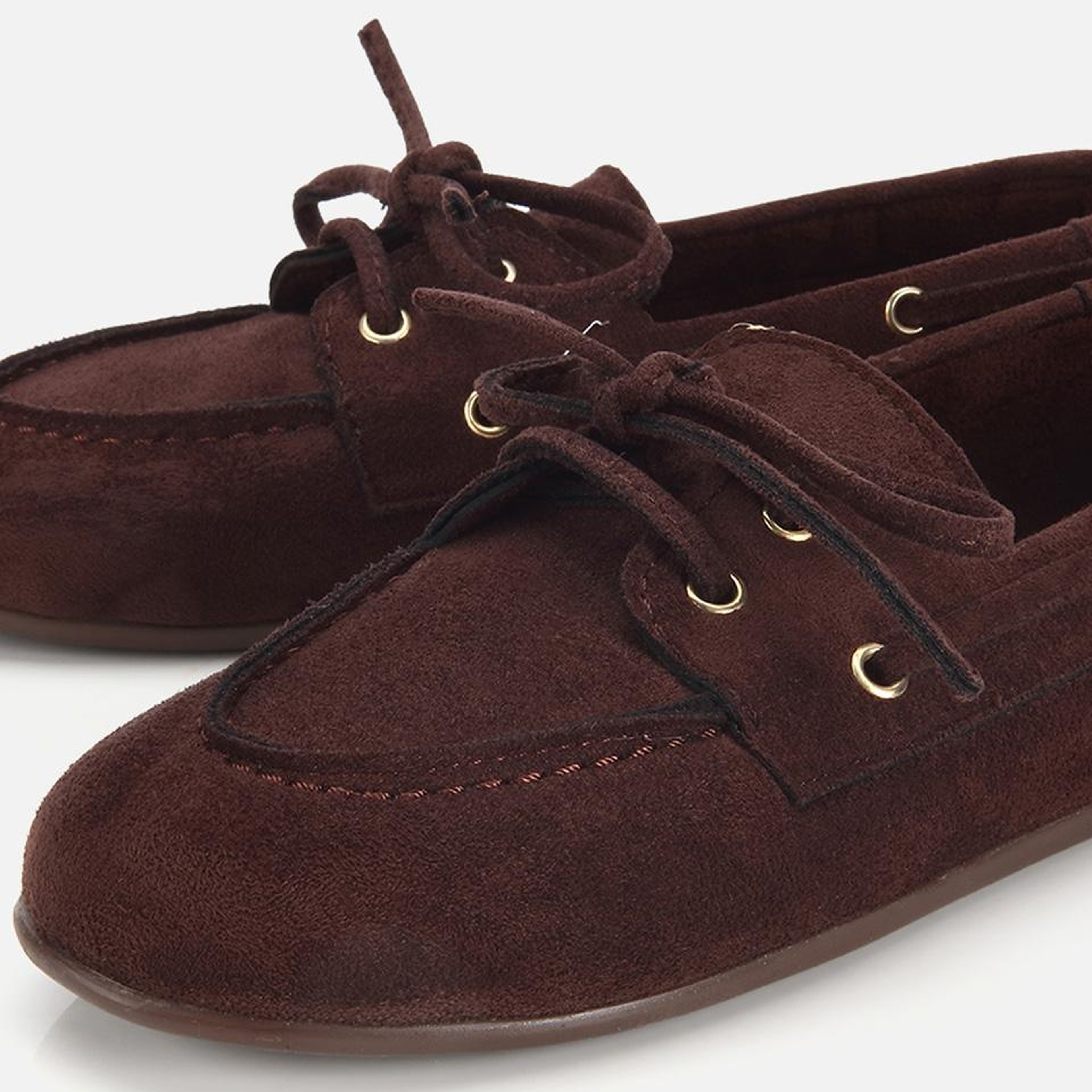 Kadın Kahverengi Süet Bağcık Detaylı Loafer