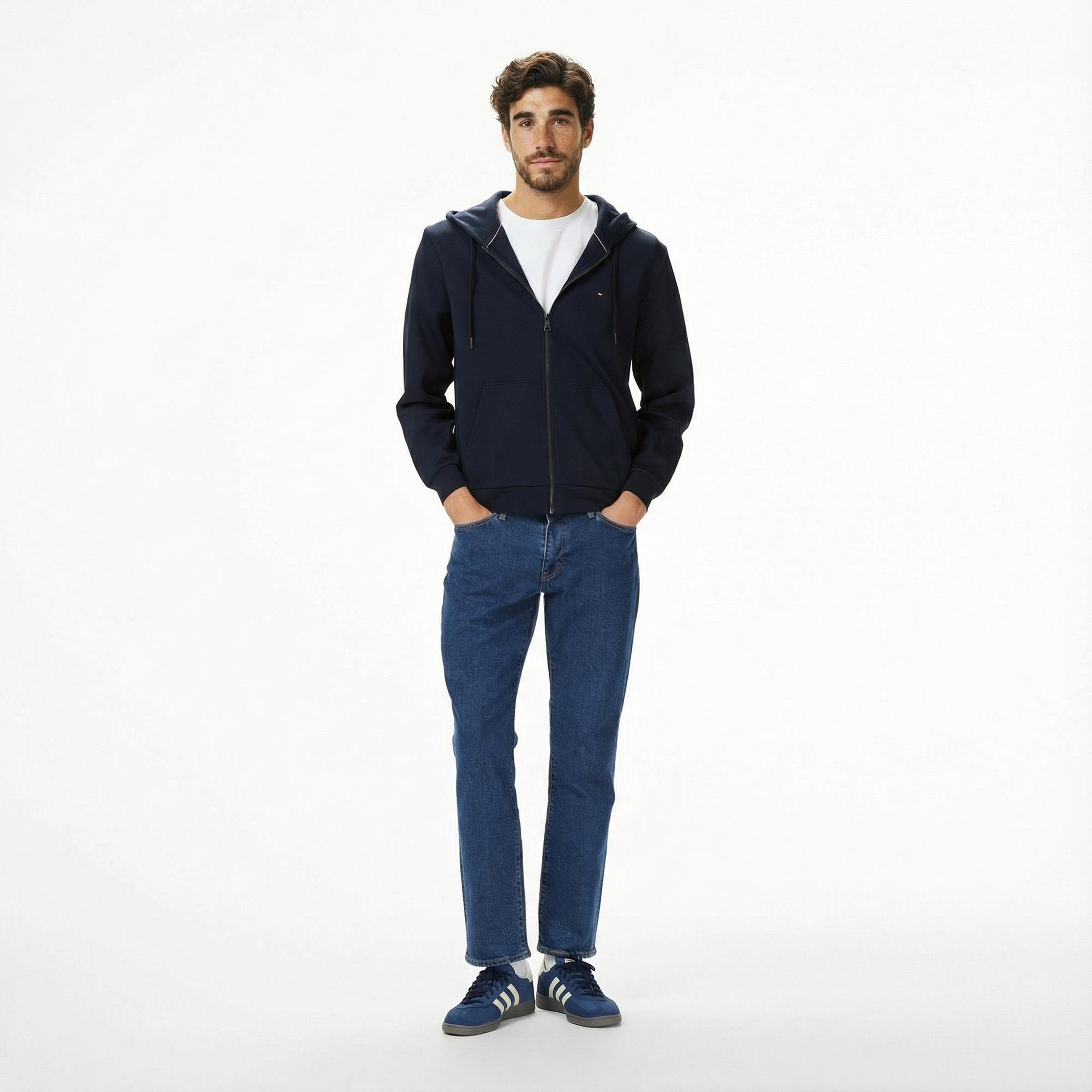 Tommy Hilfiger Essential İntechno Through Erkek Lacivert Kapüşonlu Ceket