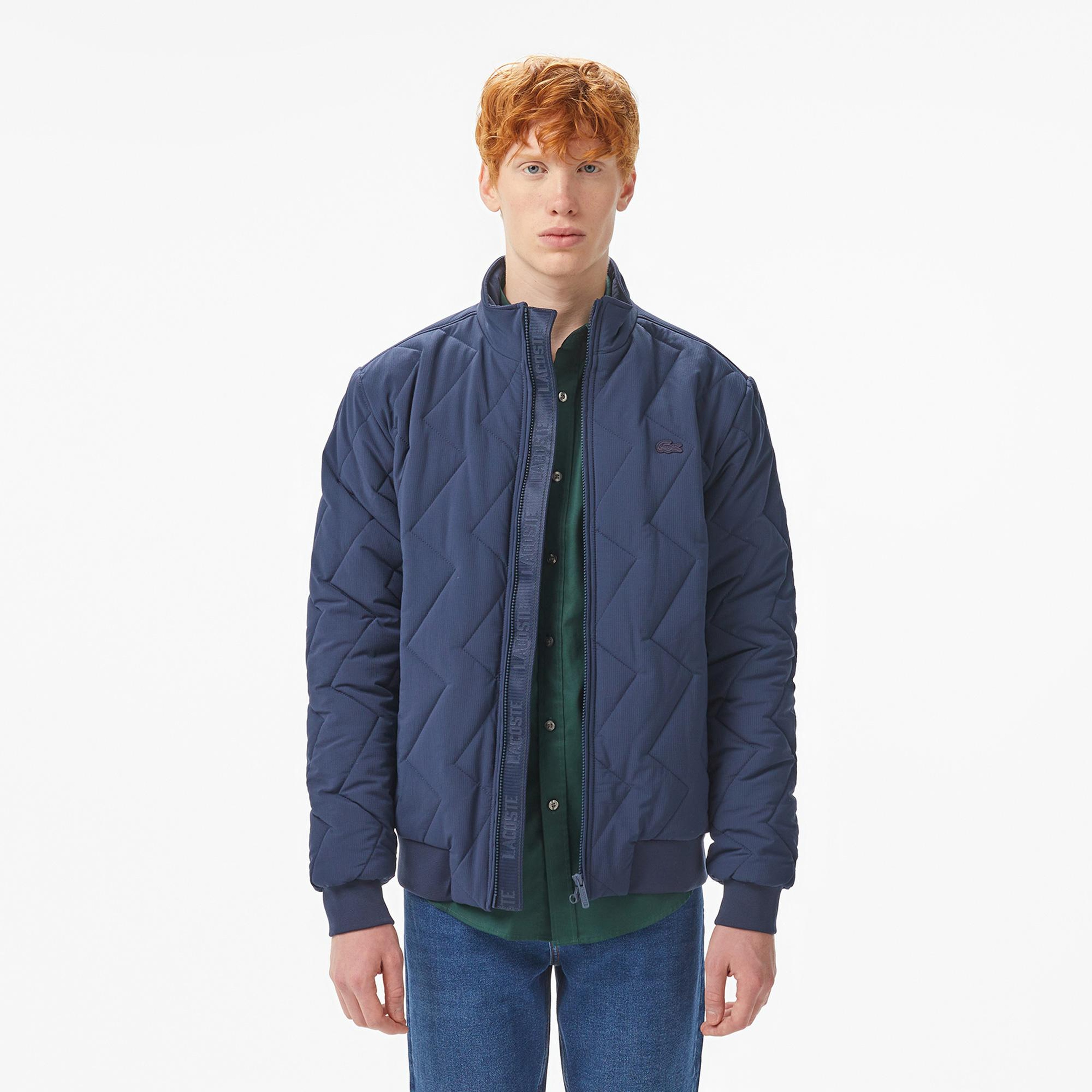 Erkek Dik Yaka Kapitone Lacivert Mont