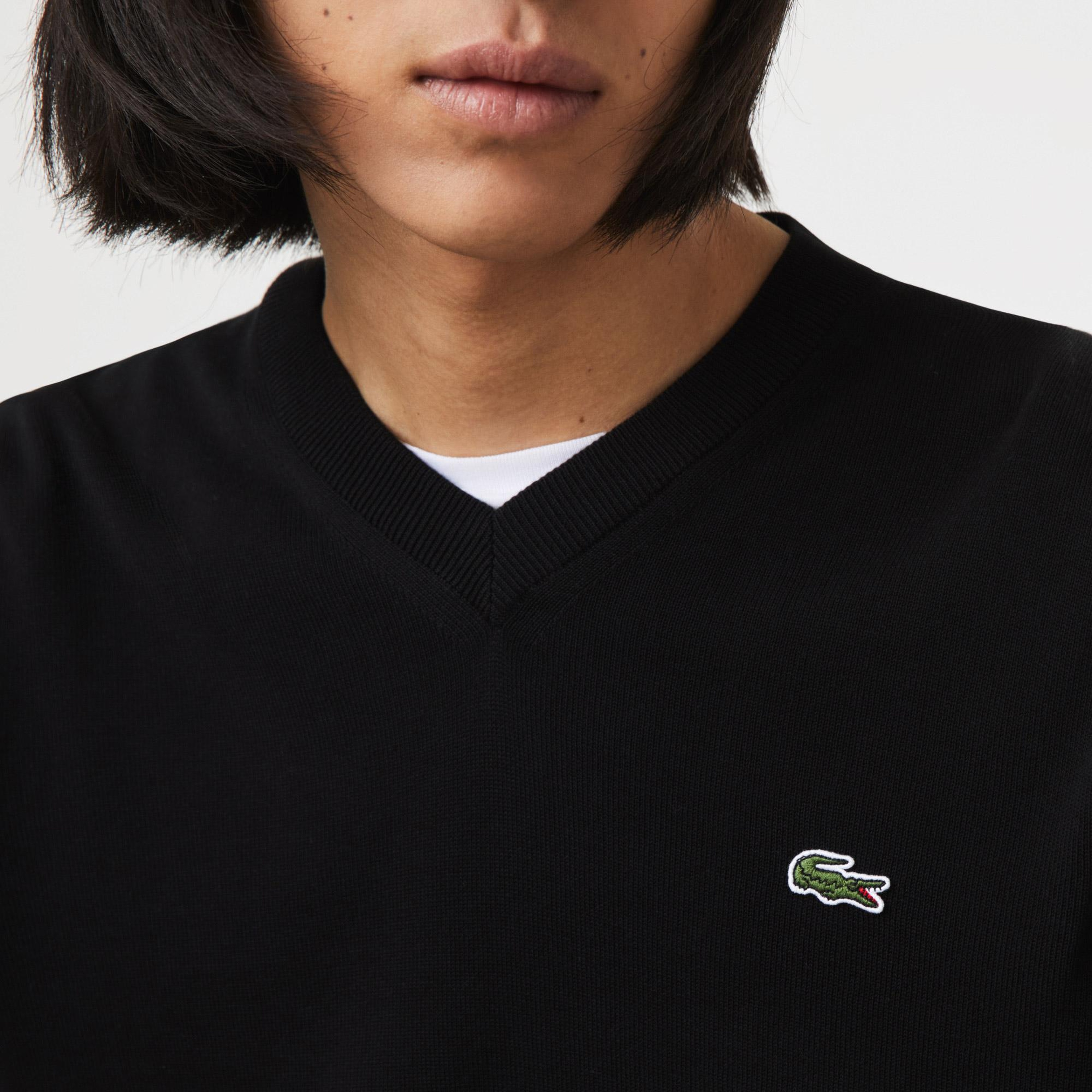 Lacoste Erkek Regular Fit V Yaka Siyah Triko