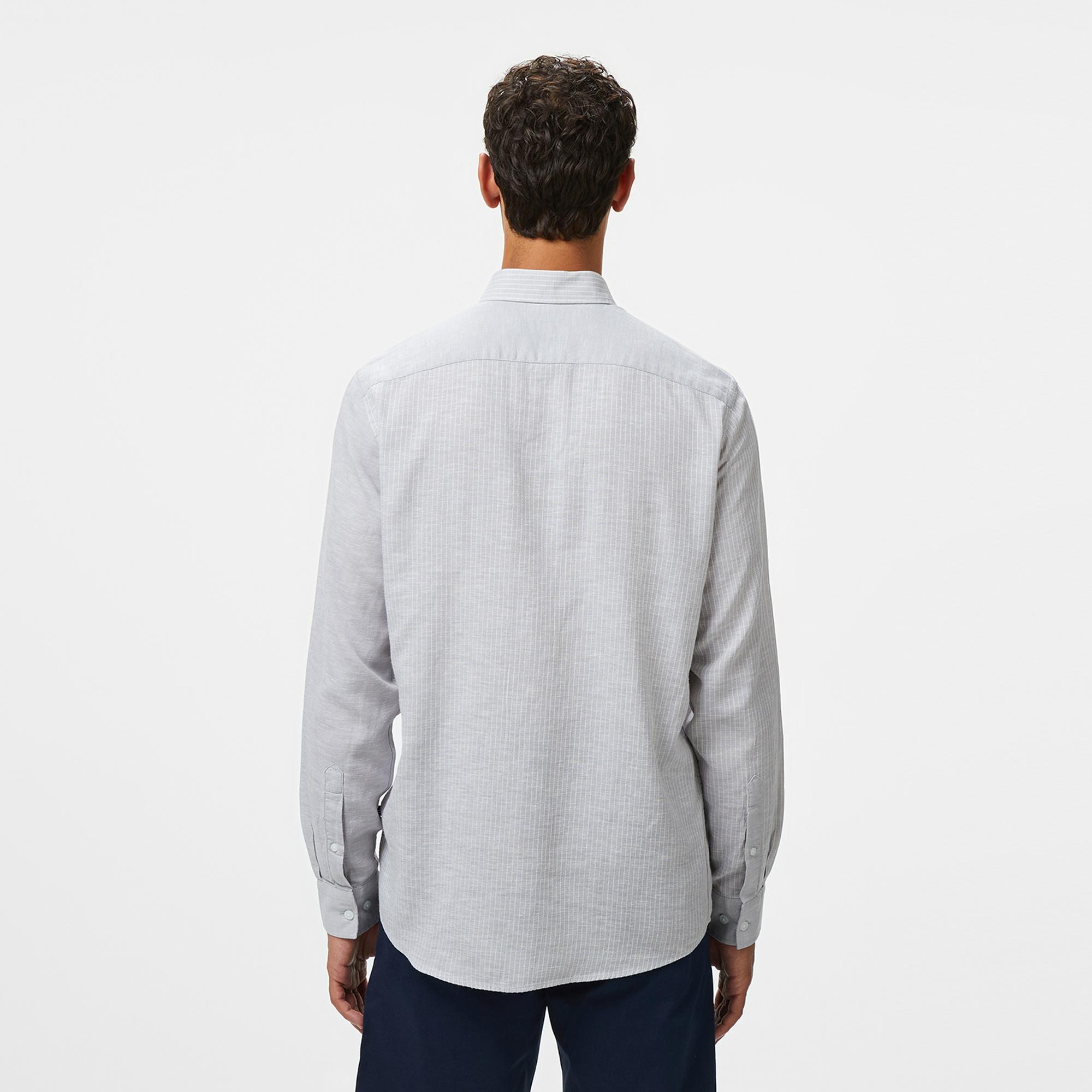 Nautica Erkek Gri Classic Fit Çizgili Gömlek