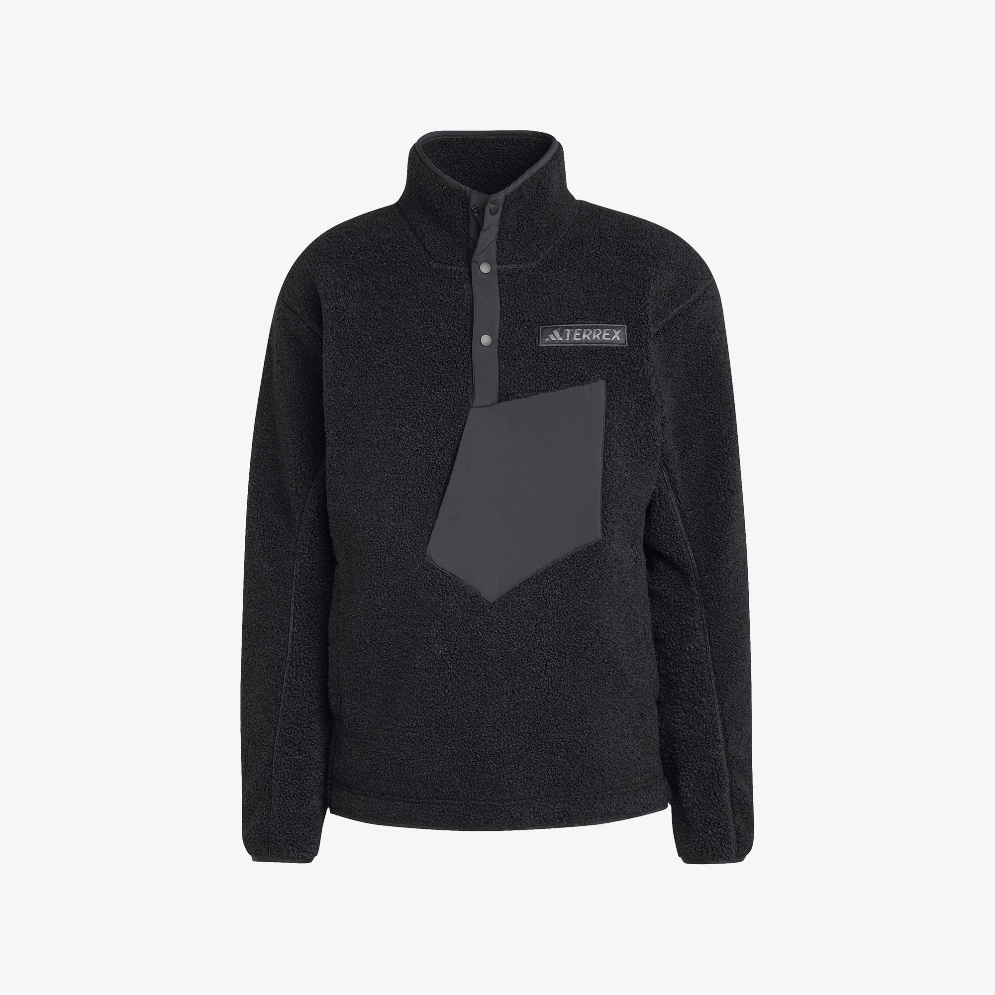 adidas Terrex Xploric High Pile Fleece Pullover Erkek Siyah Yürüyüş Polar