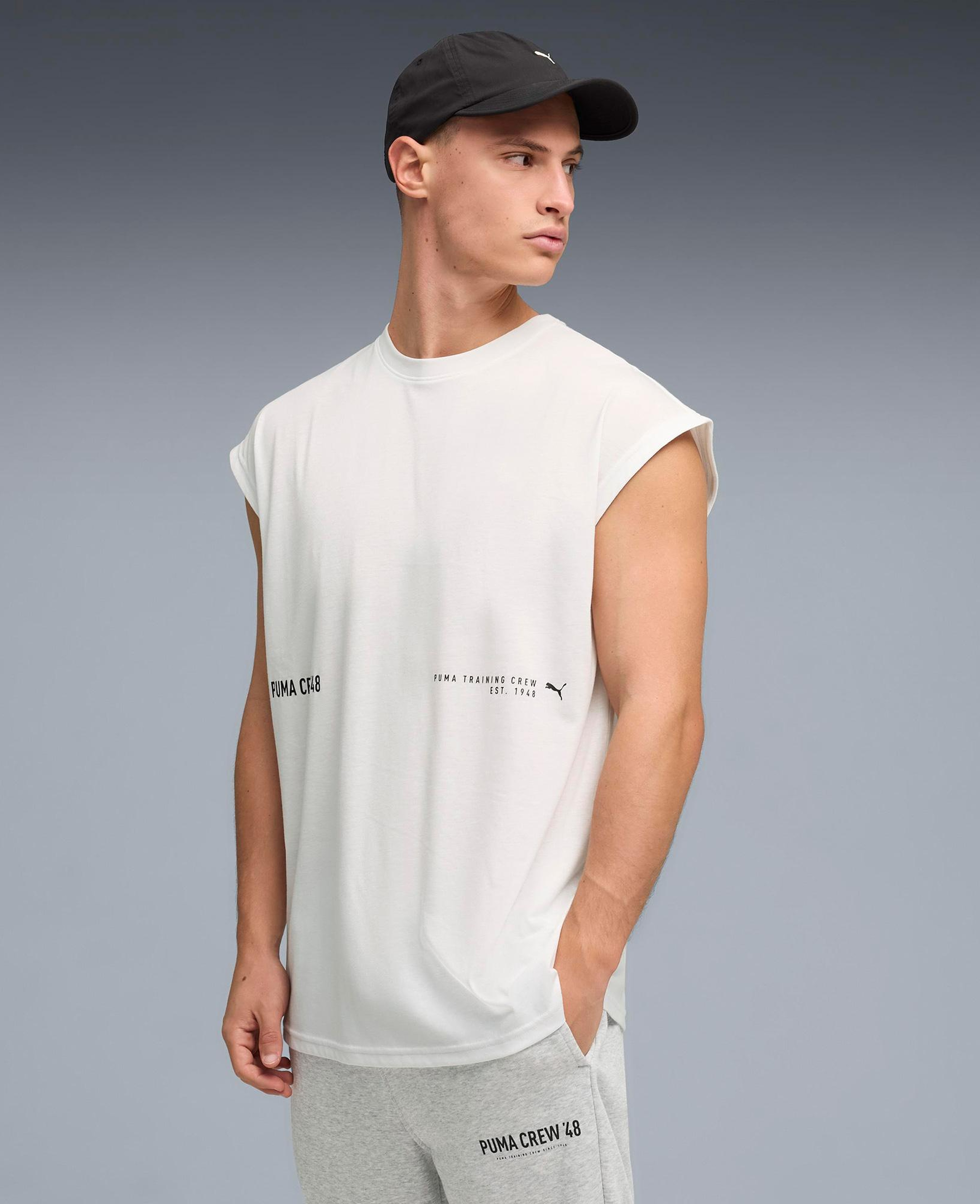 Puma Graphic Cutoff Erkek Beyaz Antrenman T-Shirt