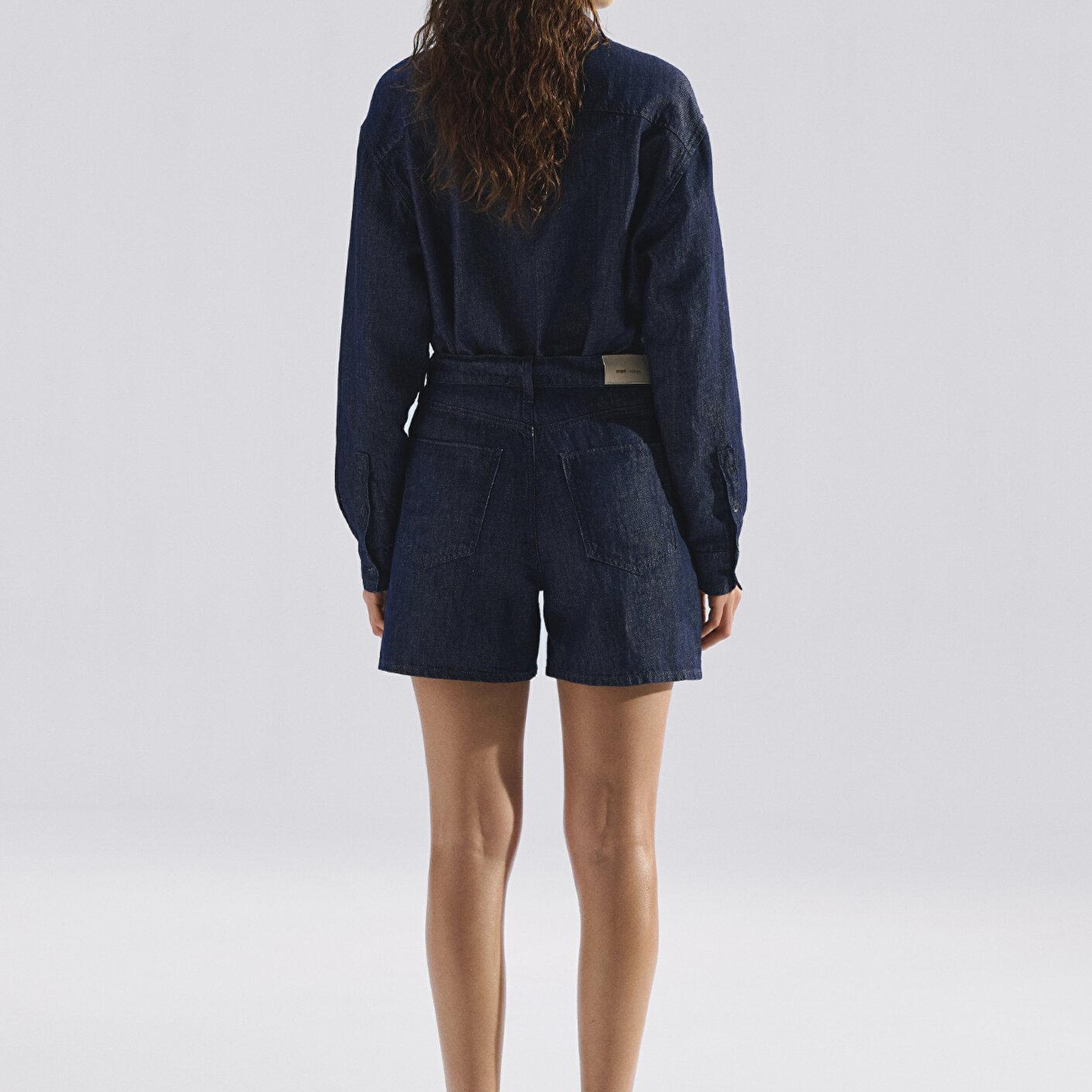 Mavi LEILA SHORT Mavi Edition Keten Karışımlı Rinse Jean Şort 1421136-A4228