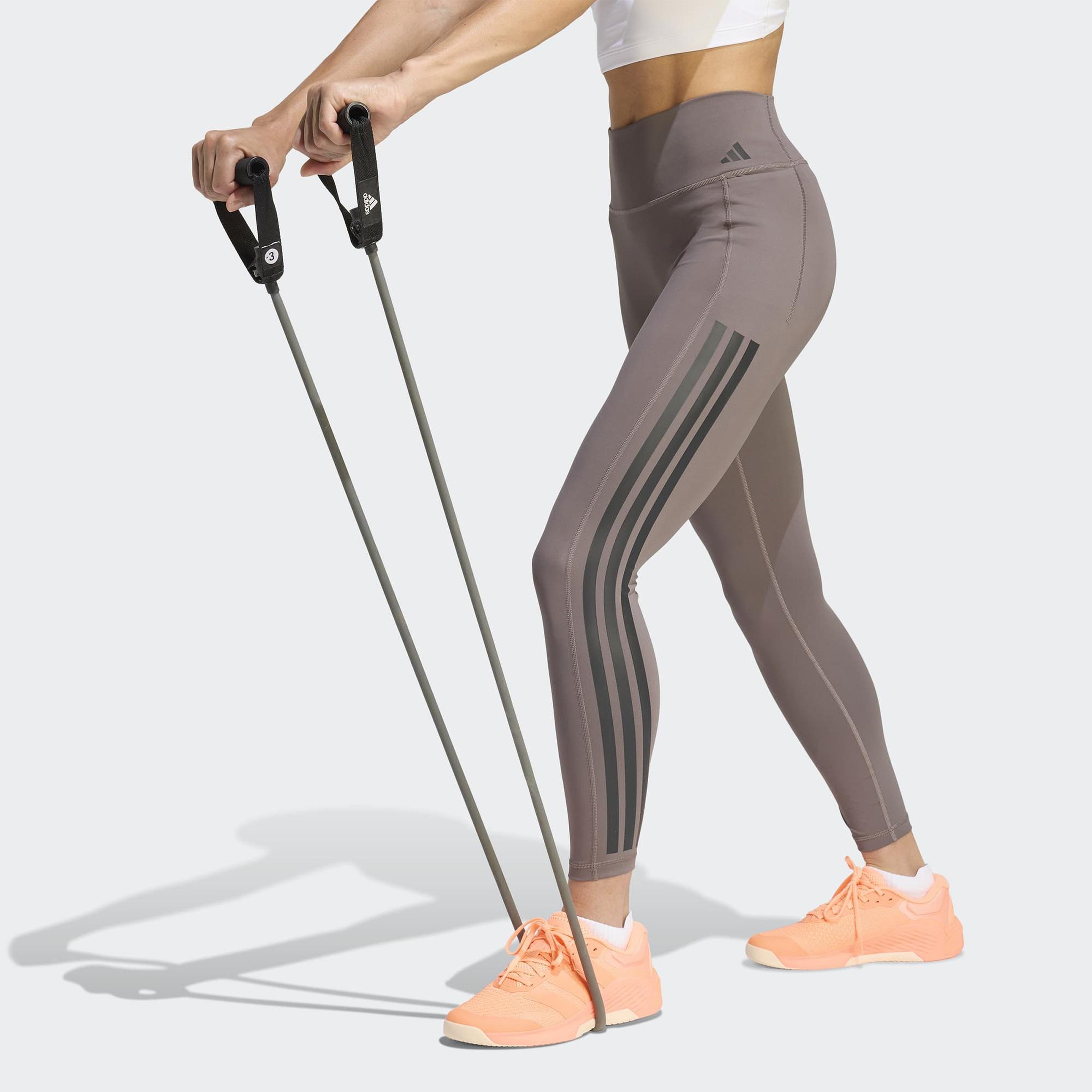 adidas Optime Workout 3Stripes 7/8 Kadın Kahverengi Antrenman Taytı