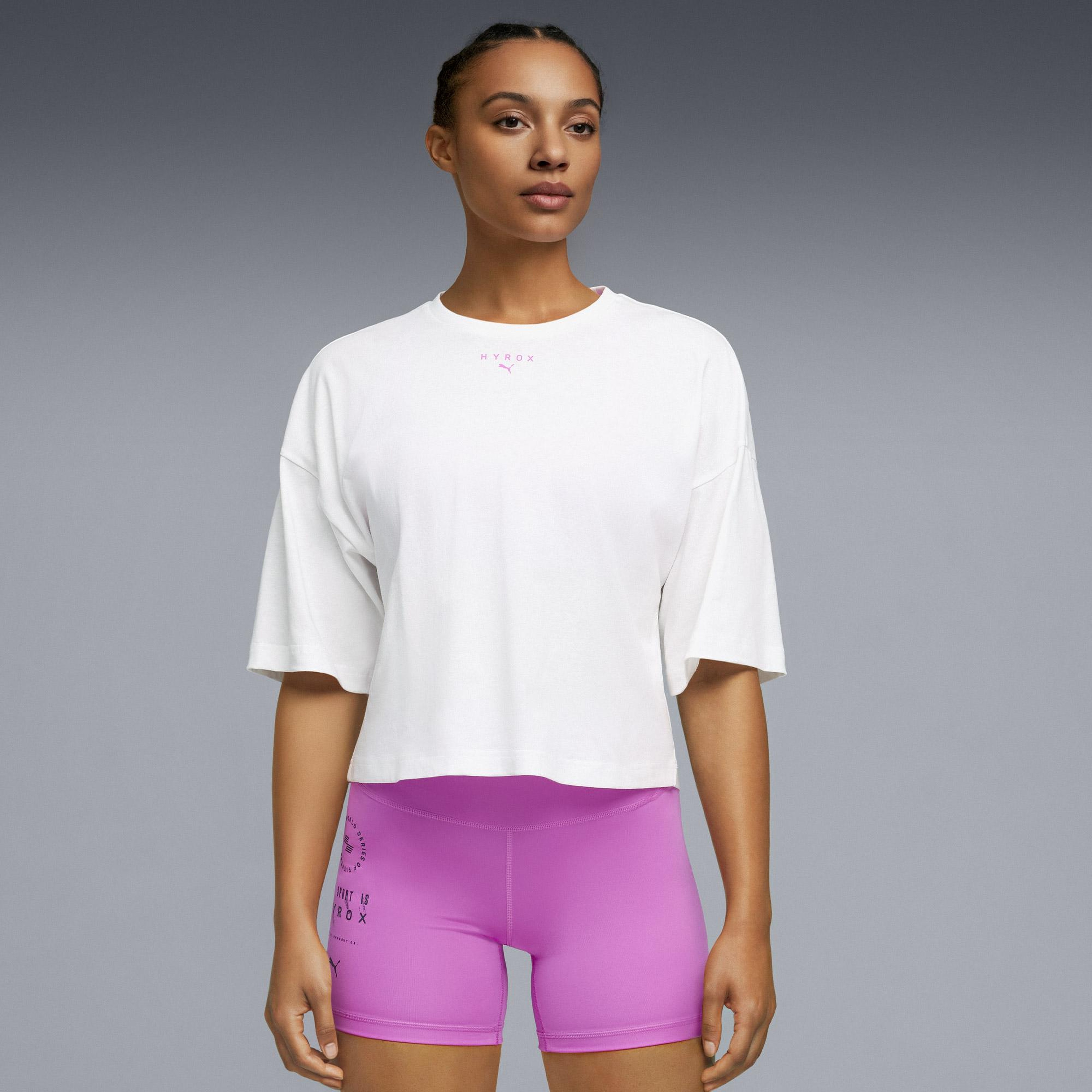 Puma x Hyrox Croped Lifestyle Kadın Beyaz Antrenman T-Shirt