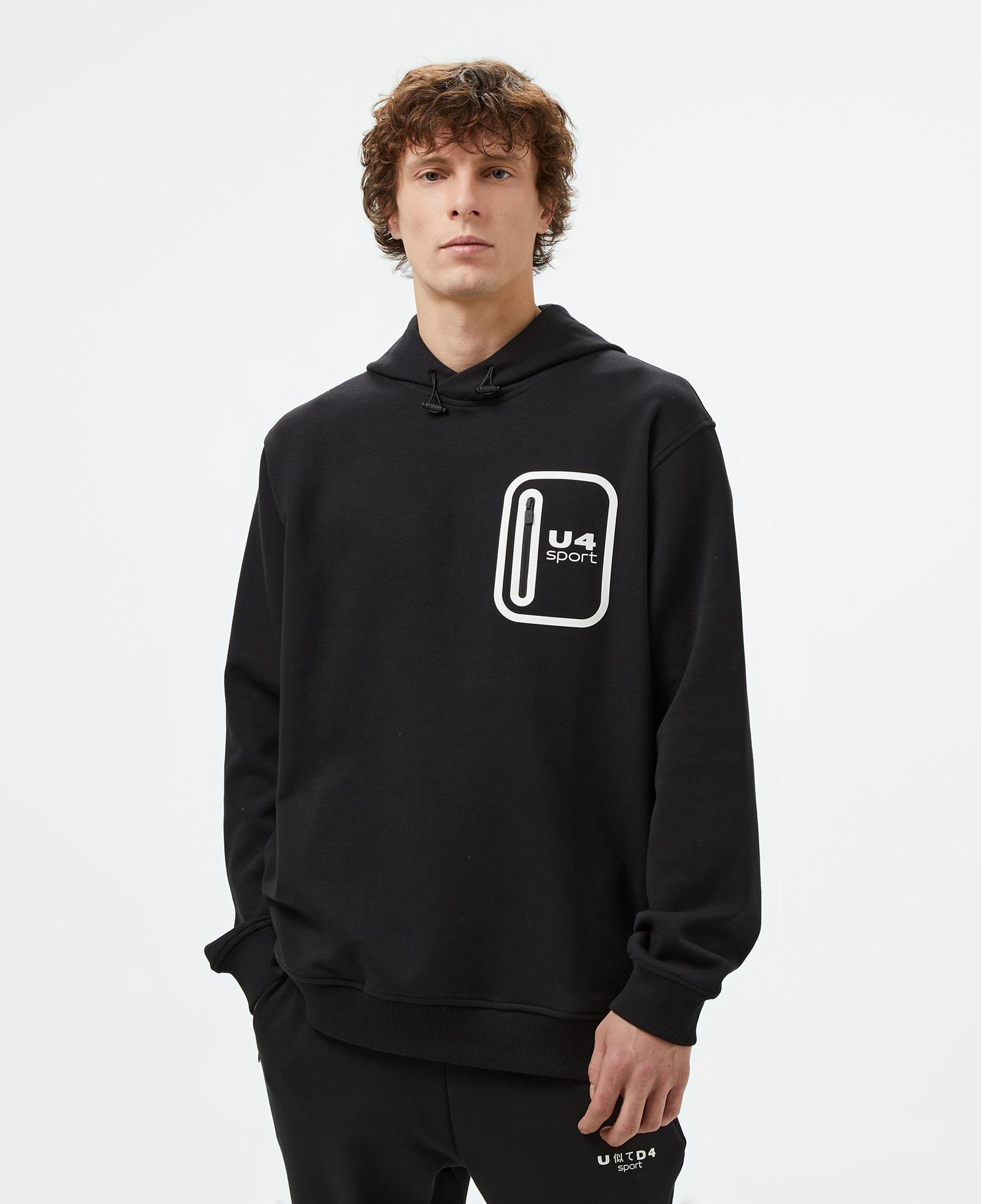 United4 Sport Erkek Siyah Antrenman Sweatshirt
